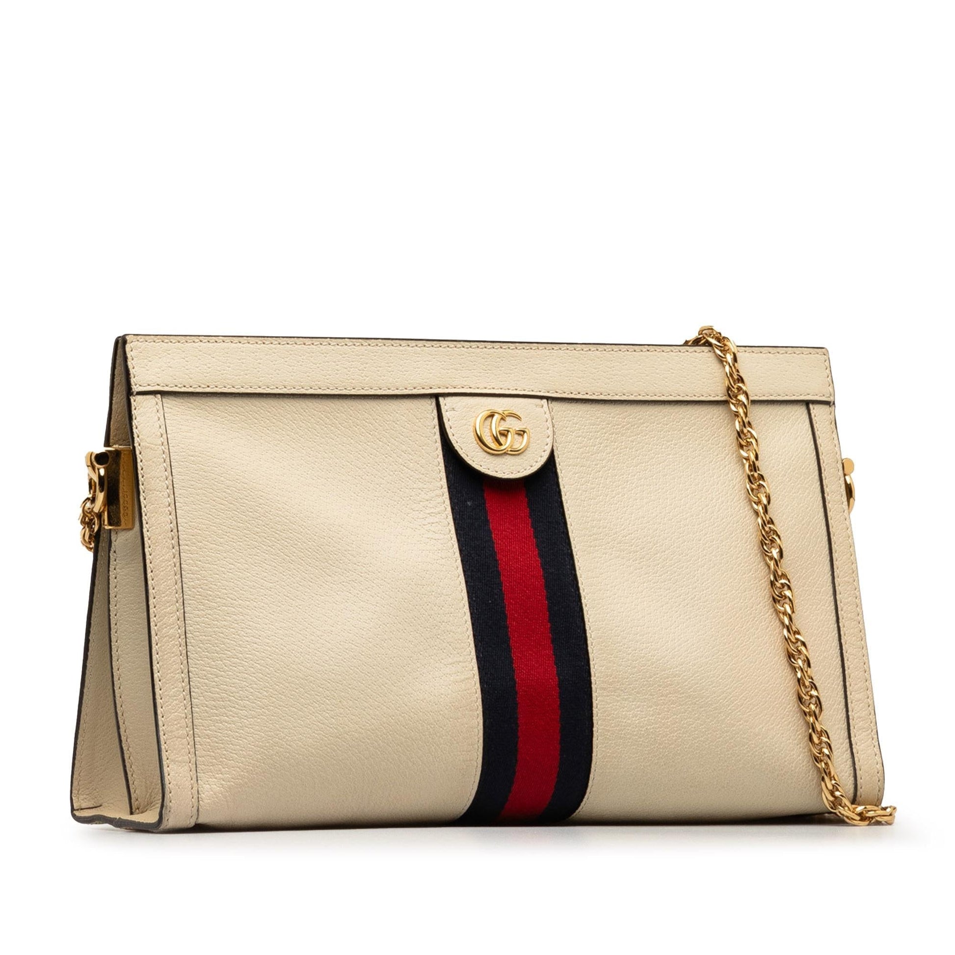 Gucci Ophidia Leather Calf White Chain Crossbody Bag
