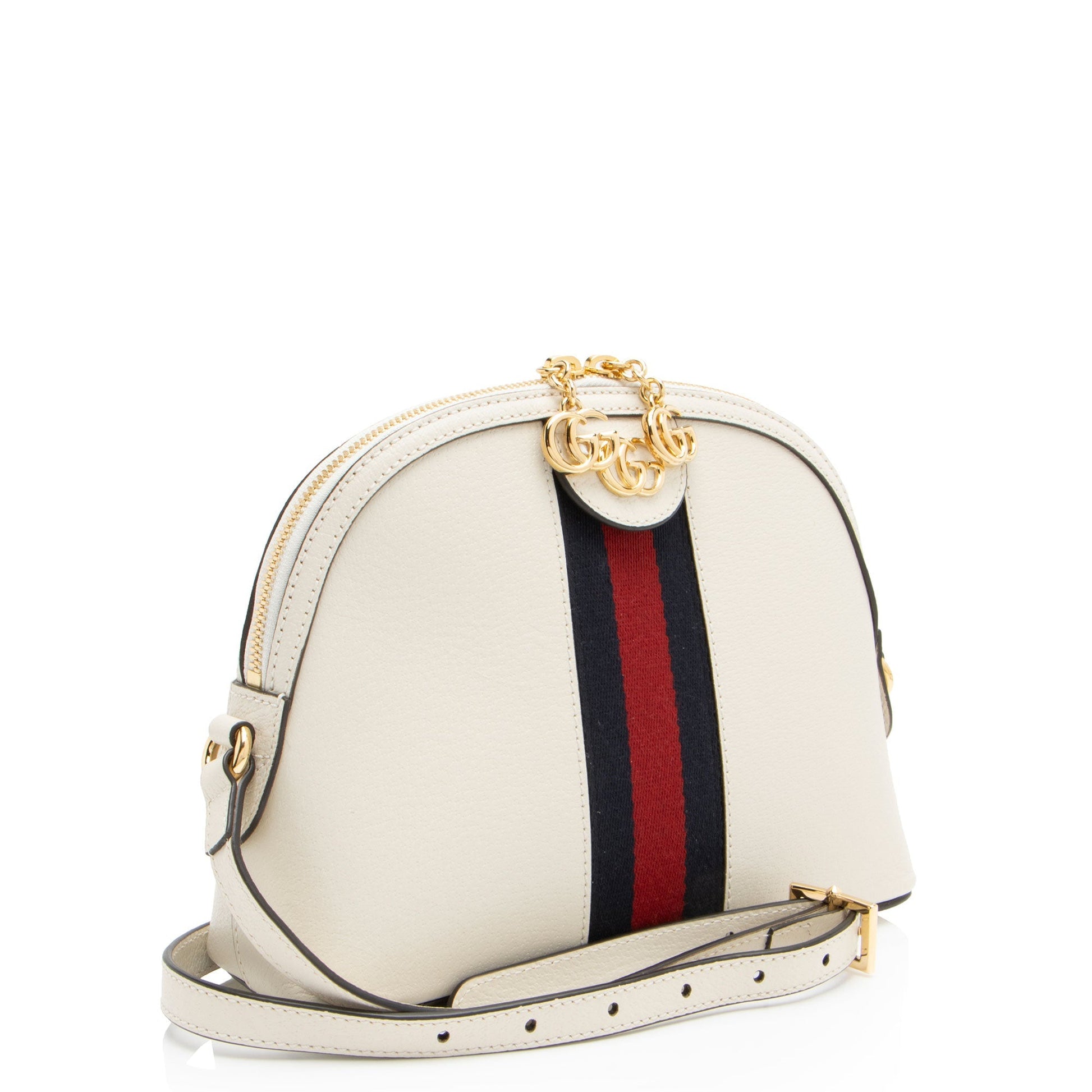 Gucci Ophidia Dome Leather Nylon White Small Shoulder Bag