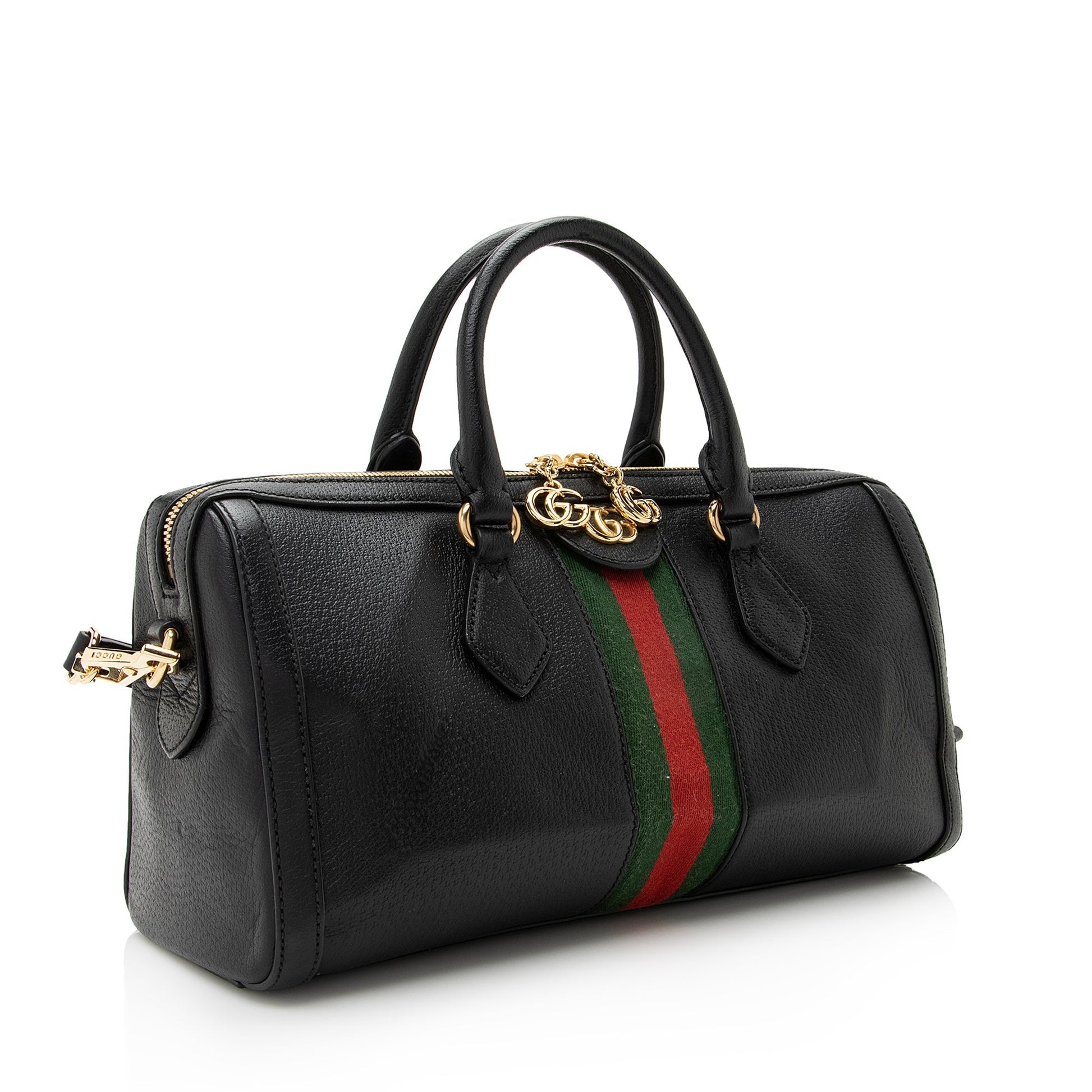 Gucci Ophidia Boston SHF Leather Nylon Black Medium Satchel Bag