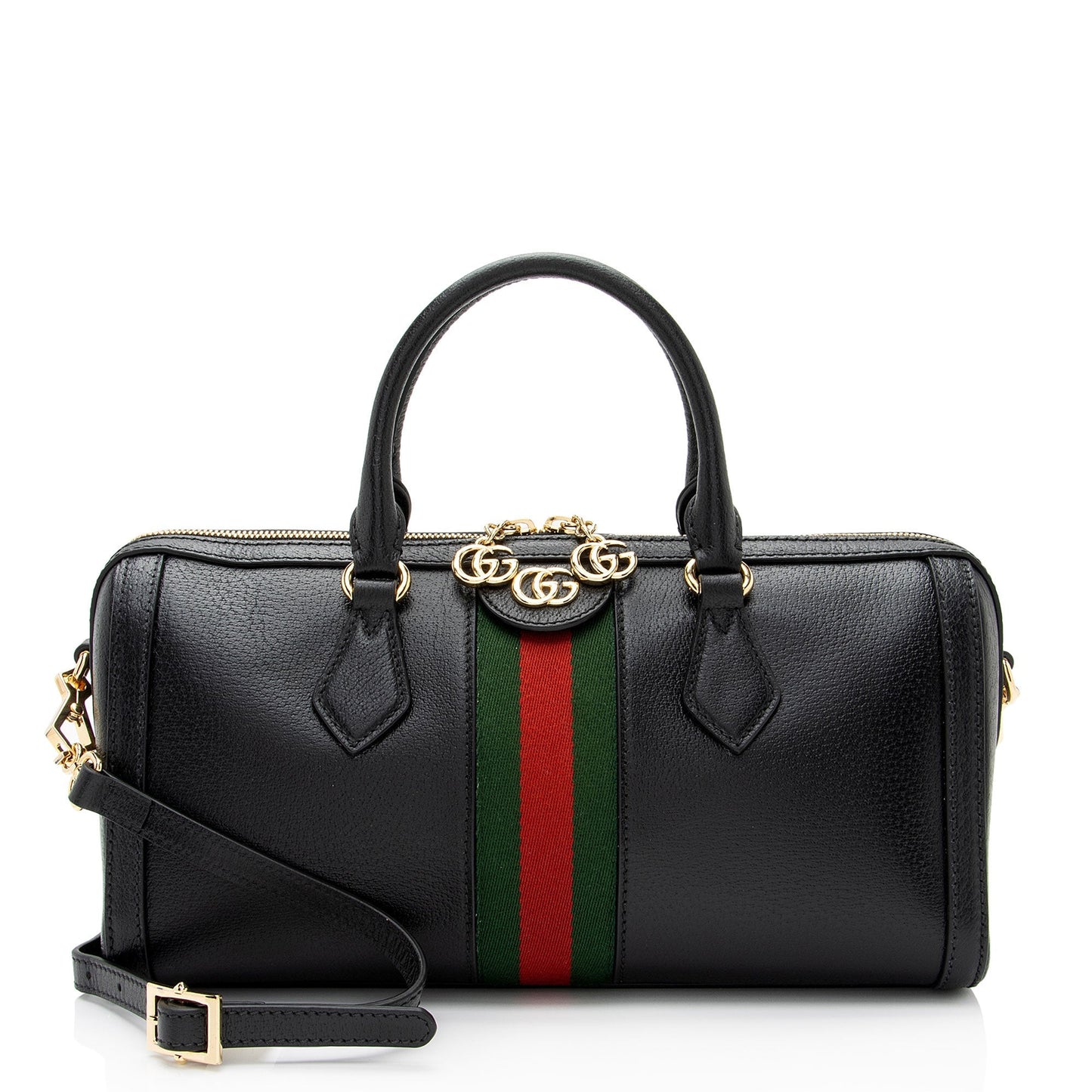 Gucci Ophidia Boston SHF-Cqcjoo Leather Nylon Black Medium Satchel Bag
