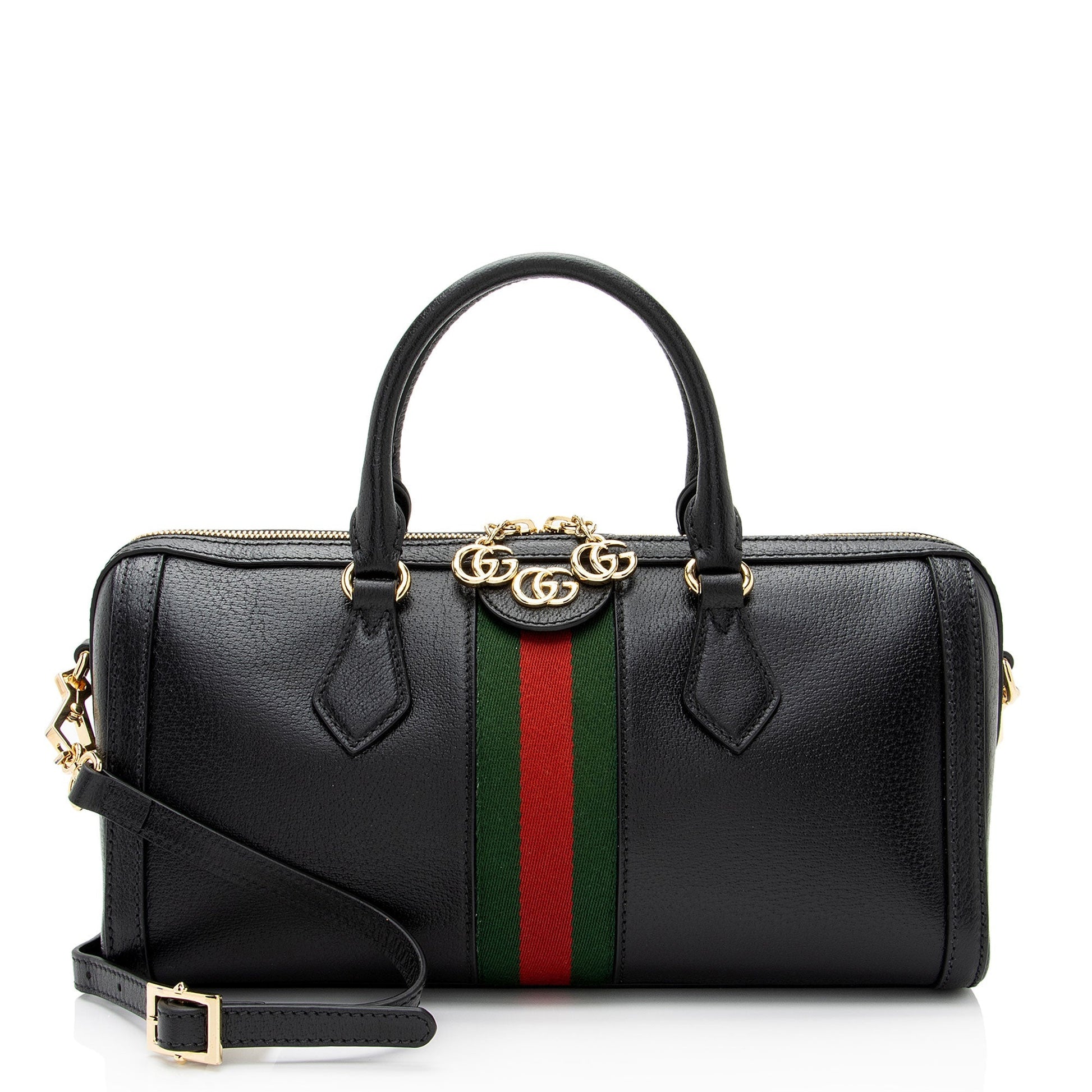 Gucci Ophidia Boston SHF-Cqcjoo Leather Nylon Black Medium Satchel Bag