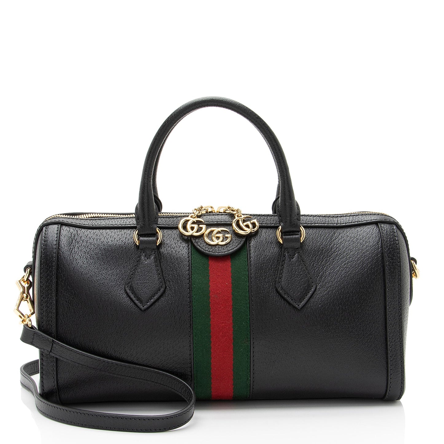 Gucci Ophidia Boston SHF-Lw6MxR Leather Nylon Black Medium Satchel Bag