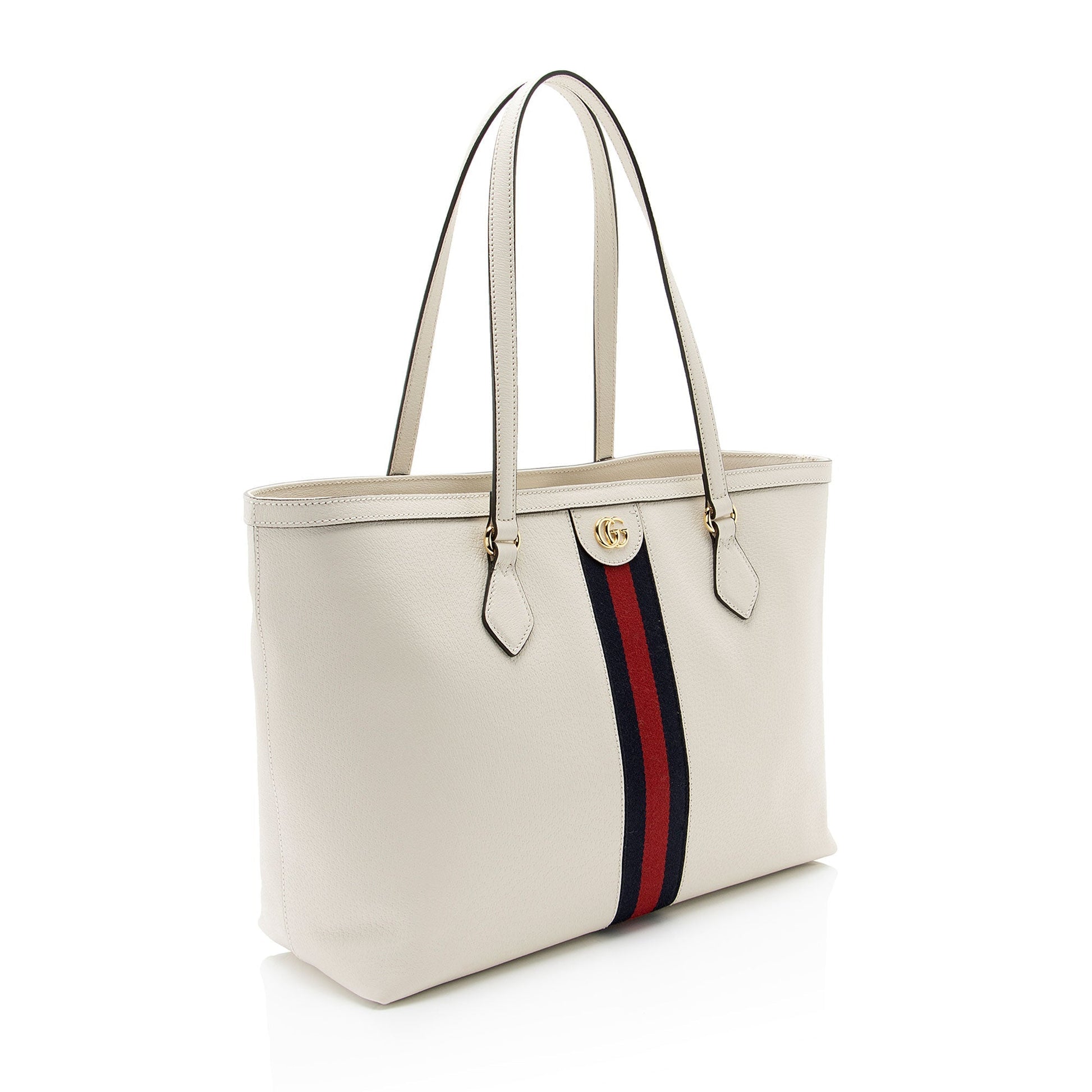 Gucci Ophidia Leather Nylon White Medium Tote Bag