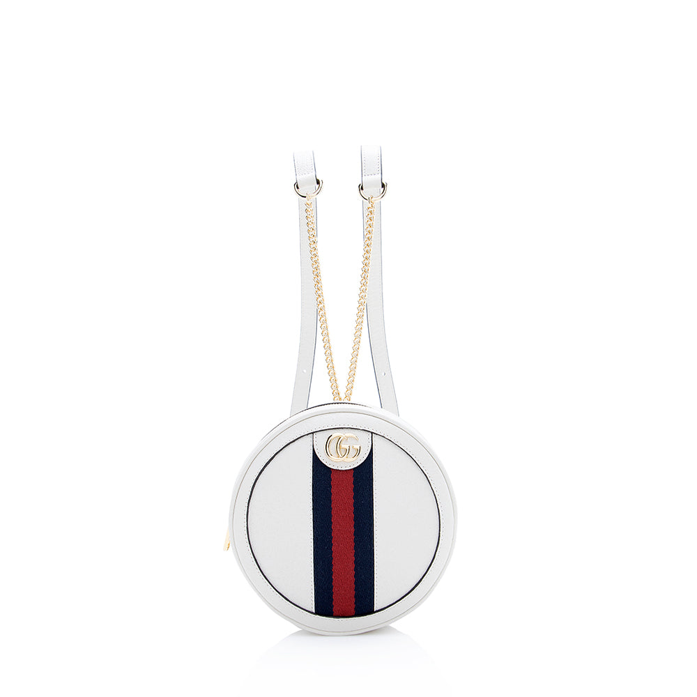 Gucci Ophidia Round Backpack SHF Leather Nylon White Mini Shoulder Bag Backpack Shf
