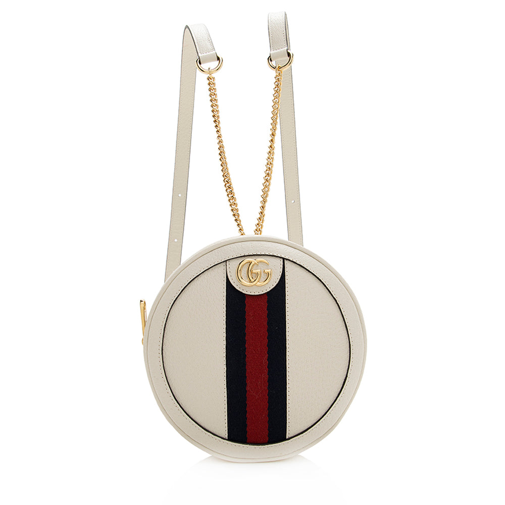 Gucci Ophidia Round Backpack - FINAL Leather Nylon White Mini Shoulder Bag Backpack Shf
