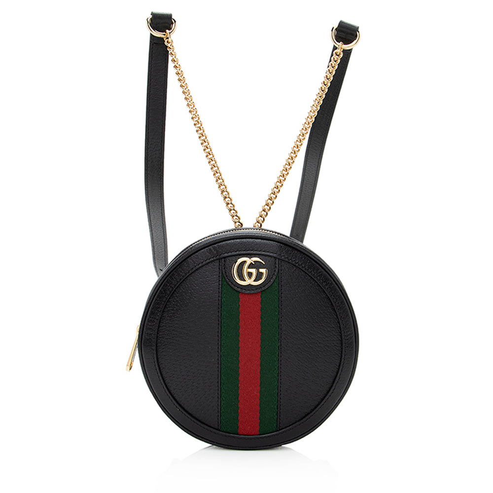 Gucci Ophidia Round Backpack SHF Leather Nylon Black Mini Shoulder Bag