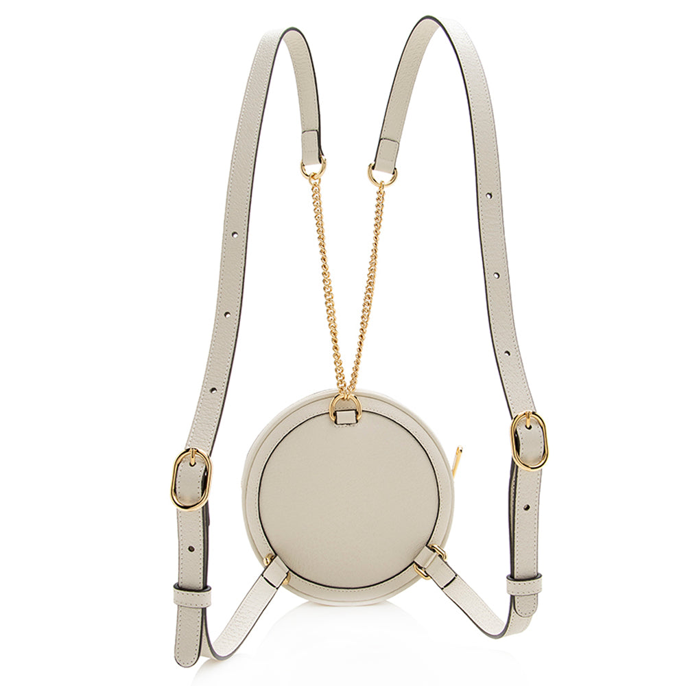 Gucci Ophidia Round Backpack SHF Leather Nylon White Mini Shoulder Bag