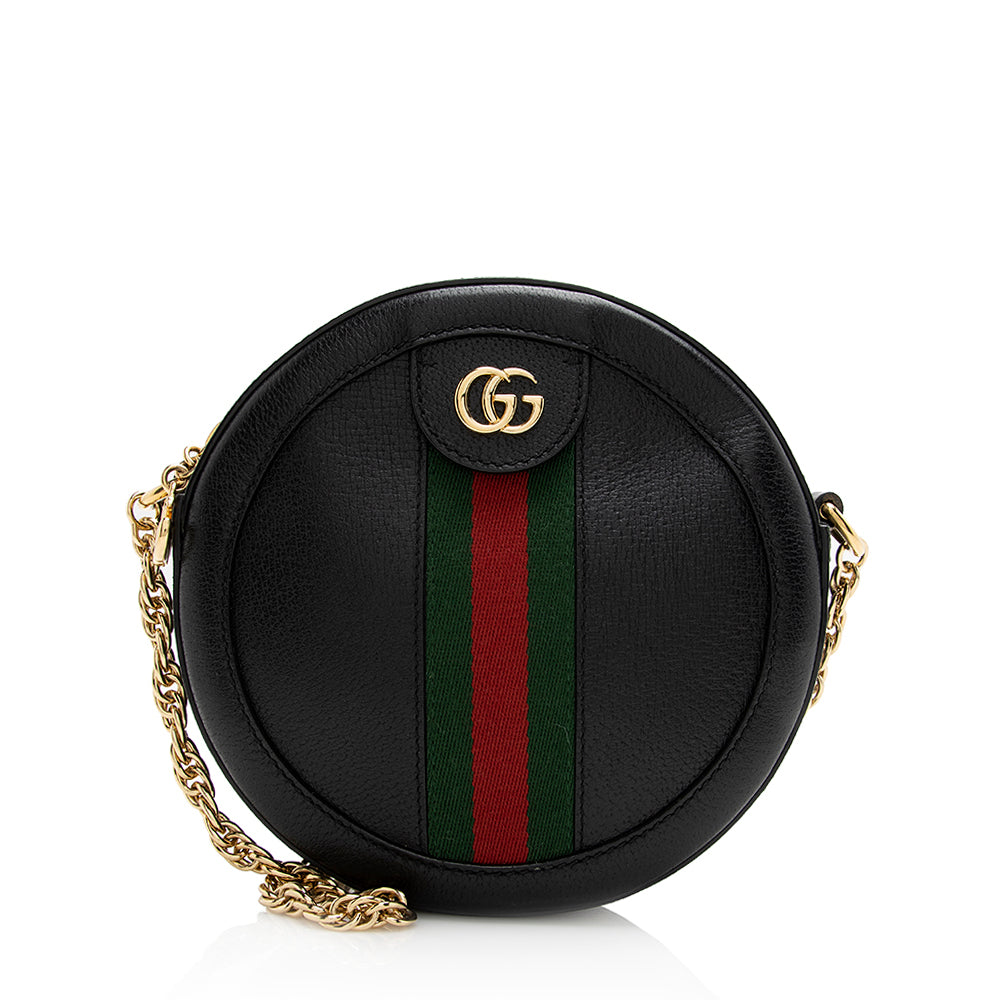 Gucci Ophidia Round SHF Leather Nylon Black Mini Crossbody Bag