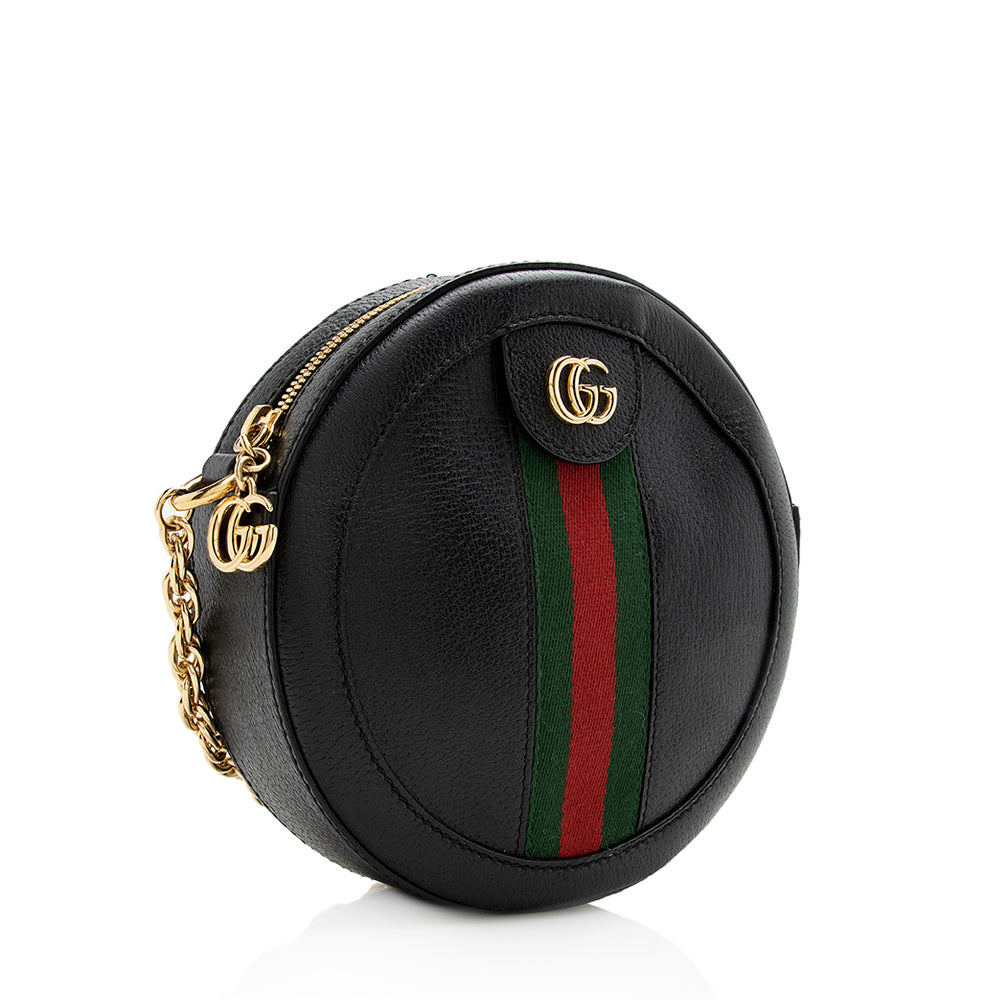 Gucci Ophidia Round SHF Leather Nylon Black Mini Crossbody Bag