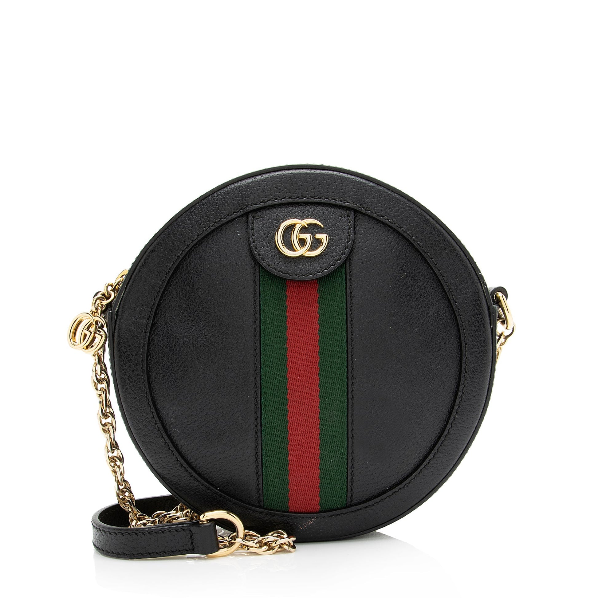 Gucci Ophidia Round SHF Leather Nylon Black Mini Crossbody Bag Bag Shf