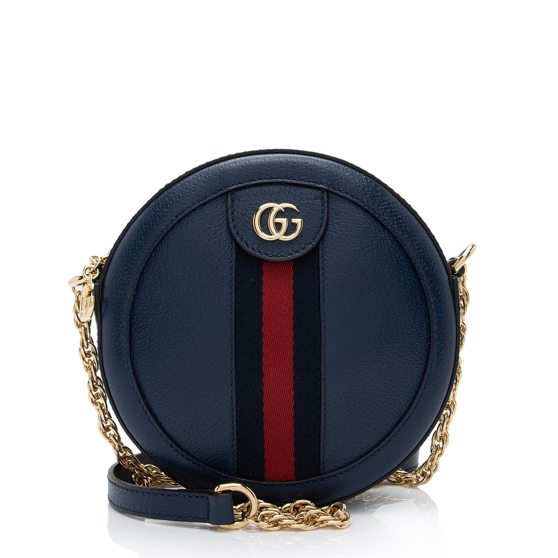 Gucci Ophidia Round SHF-vucmu1 Leather Nylon Blue Mini Crossbody Bag