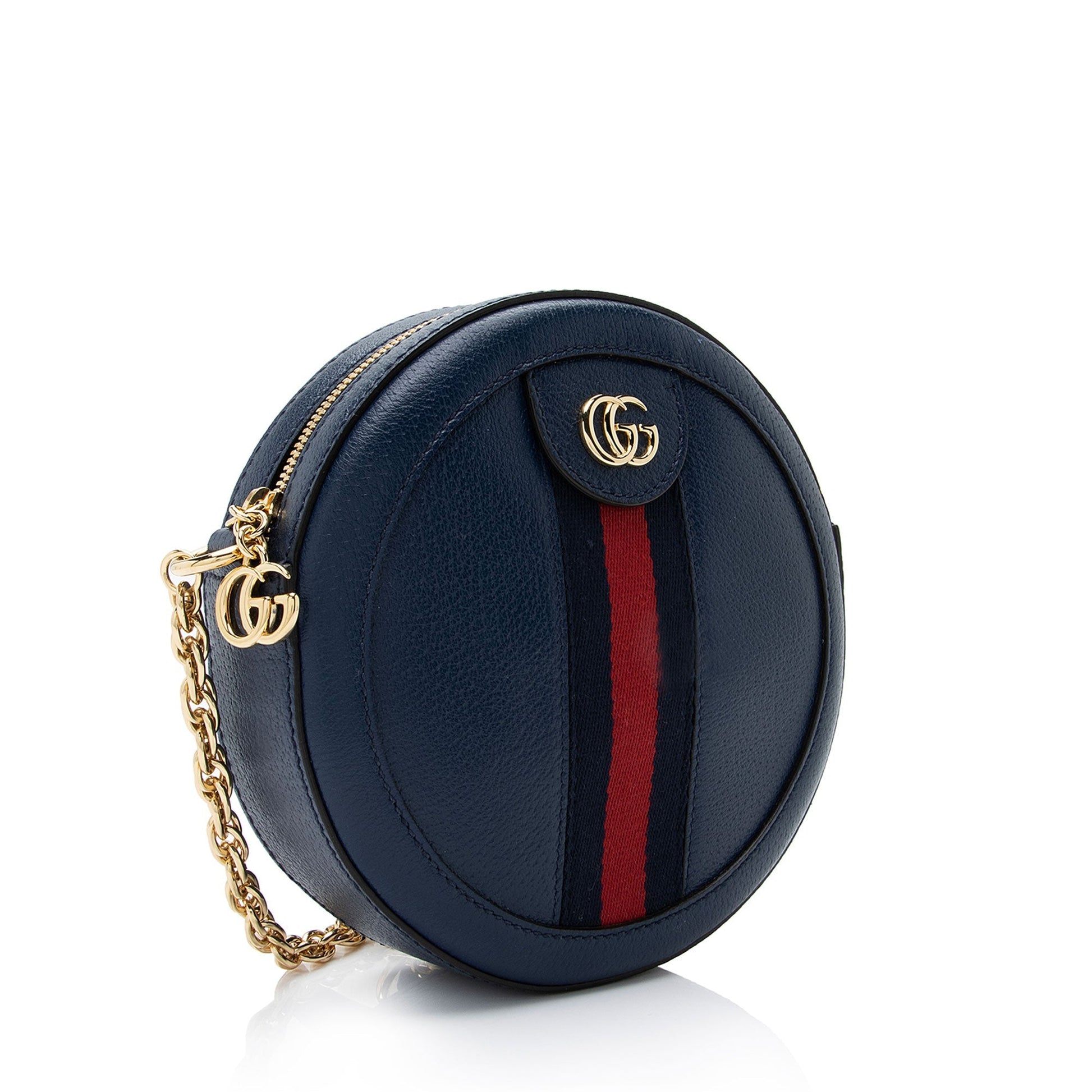 Gucci Ophidia Round SHF-vucmu1 Leather Nylon Blue Mini Crossbody Bag
