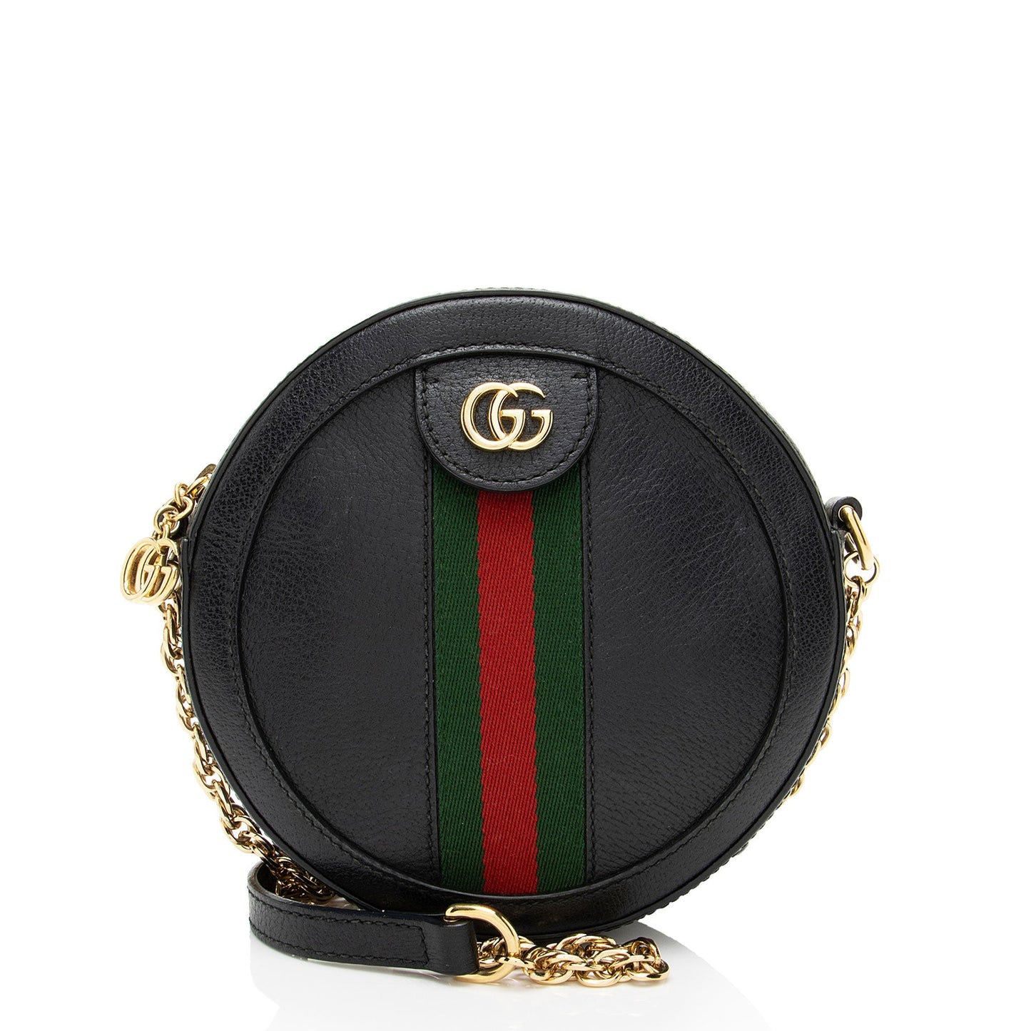 Gucci Ophidia Round Leather Nylon Black Mini Crossbody Bag