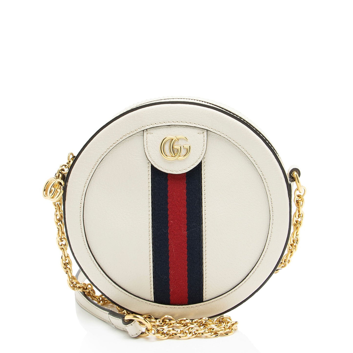 Gucci Ophidia Round Leather Nylon White Mini Crossbody Bag