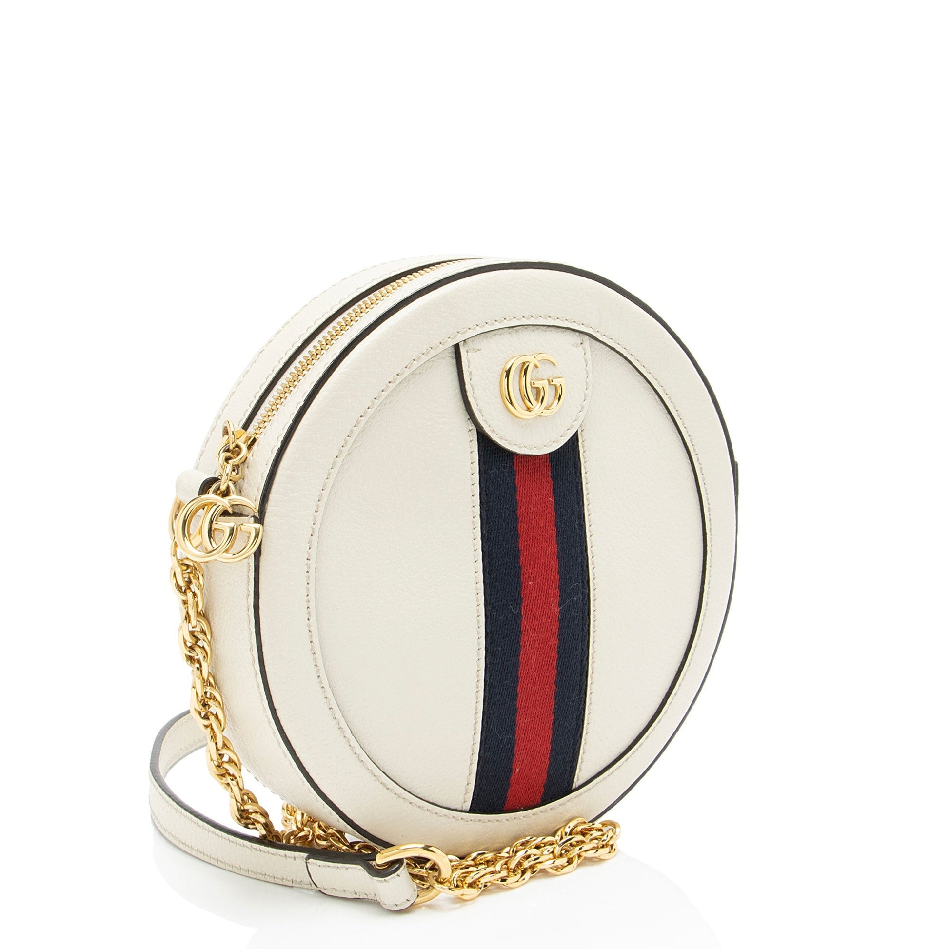 Gucci Ophidia Round Leather Nylon White Mini Crossbody Bag