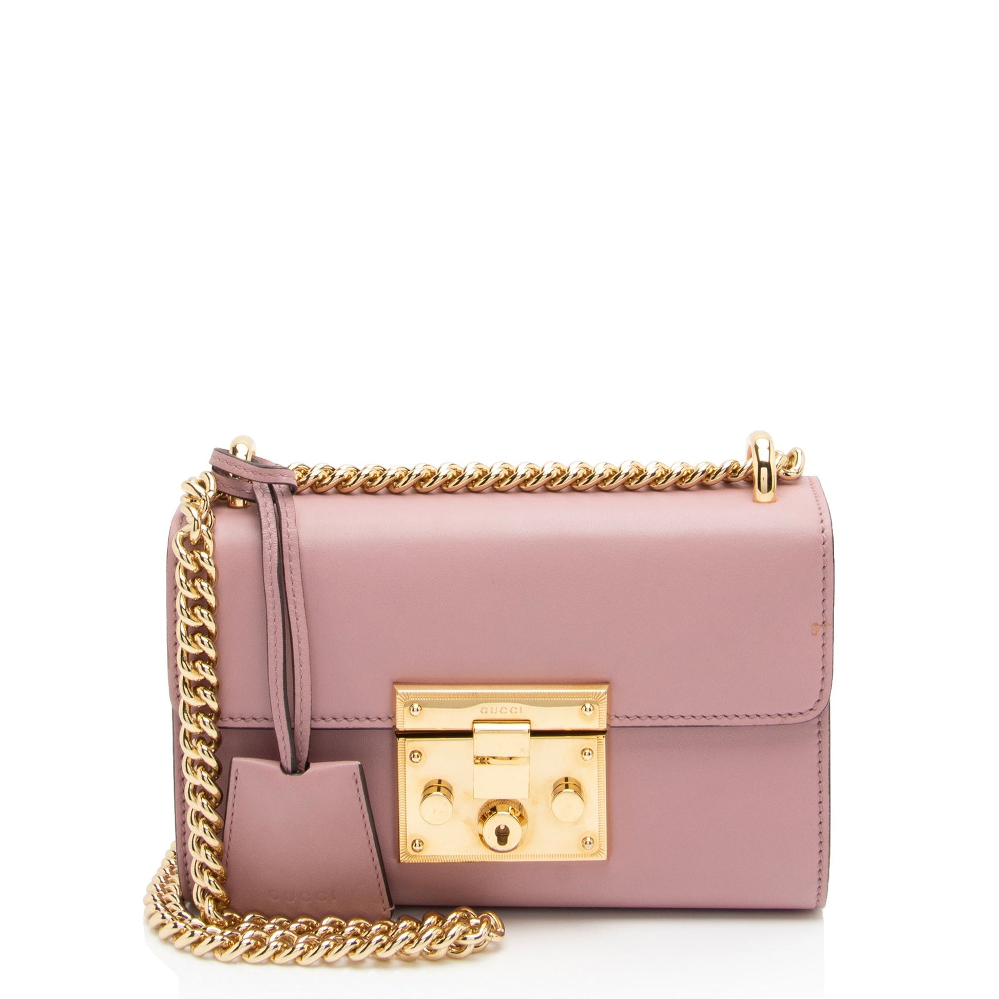 Gucci Padlock SHF-FgpwnC Leather Pink Small Crossbody Bag