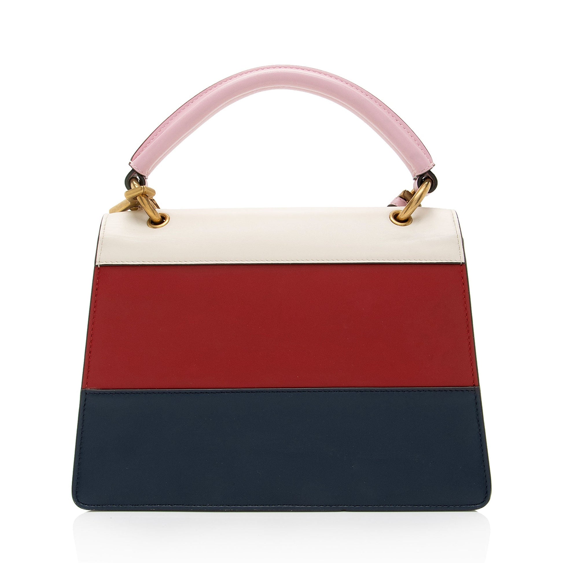 Gucci Queen Margaret Top Handle Leather Nylon White Blue Satchel Bag