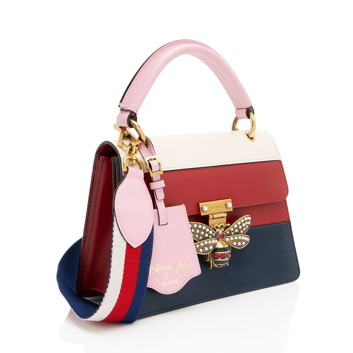 Gucci Queen Margaret Top Handle SHF-oBE2Ol Leather Nylon White Blue Satchel Bag