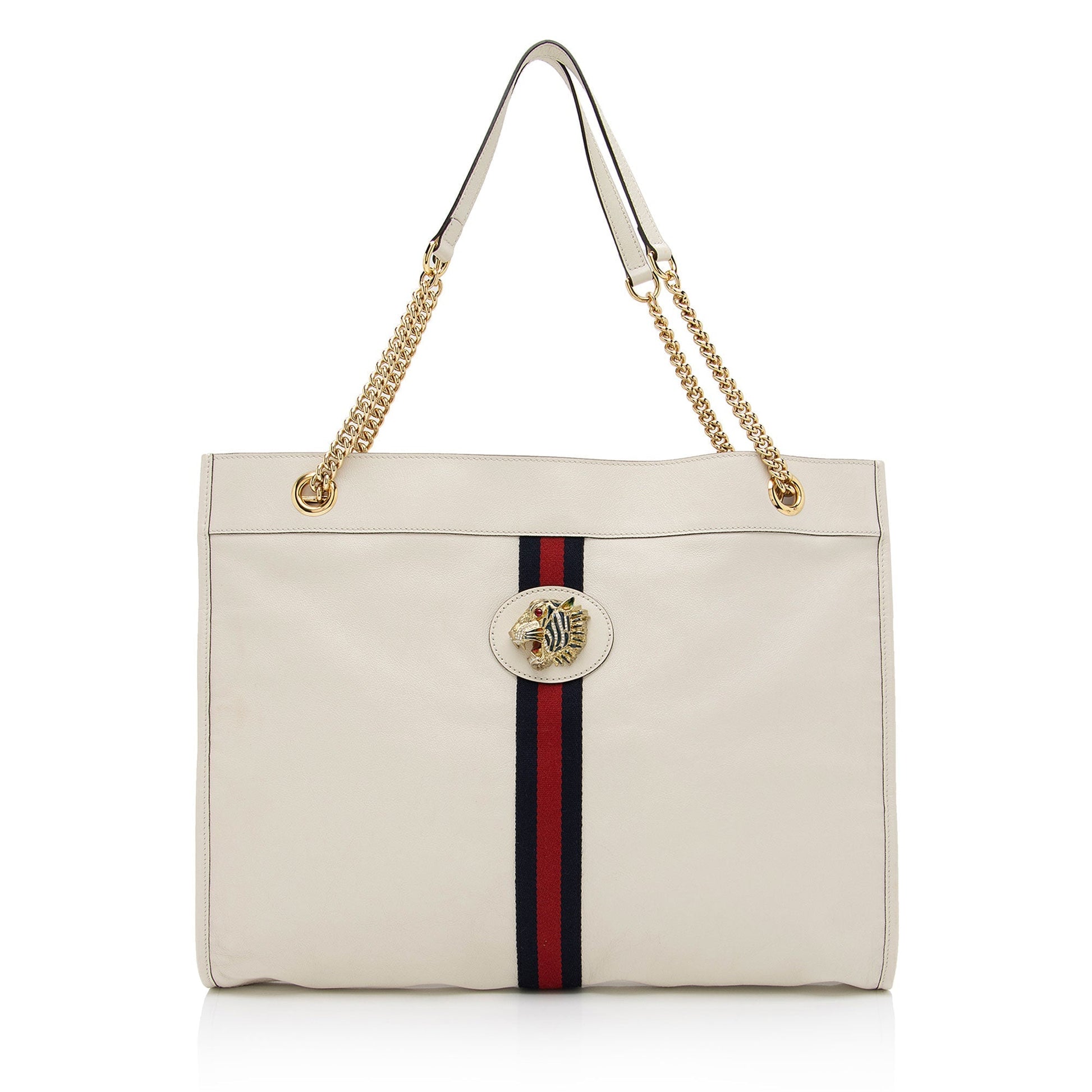 Gucci Rajah SHF-cFWNwM Leather Nylon White Large Tote Bag