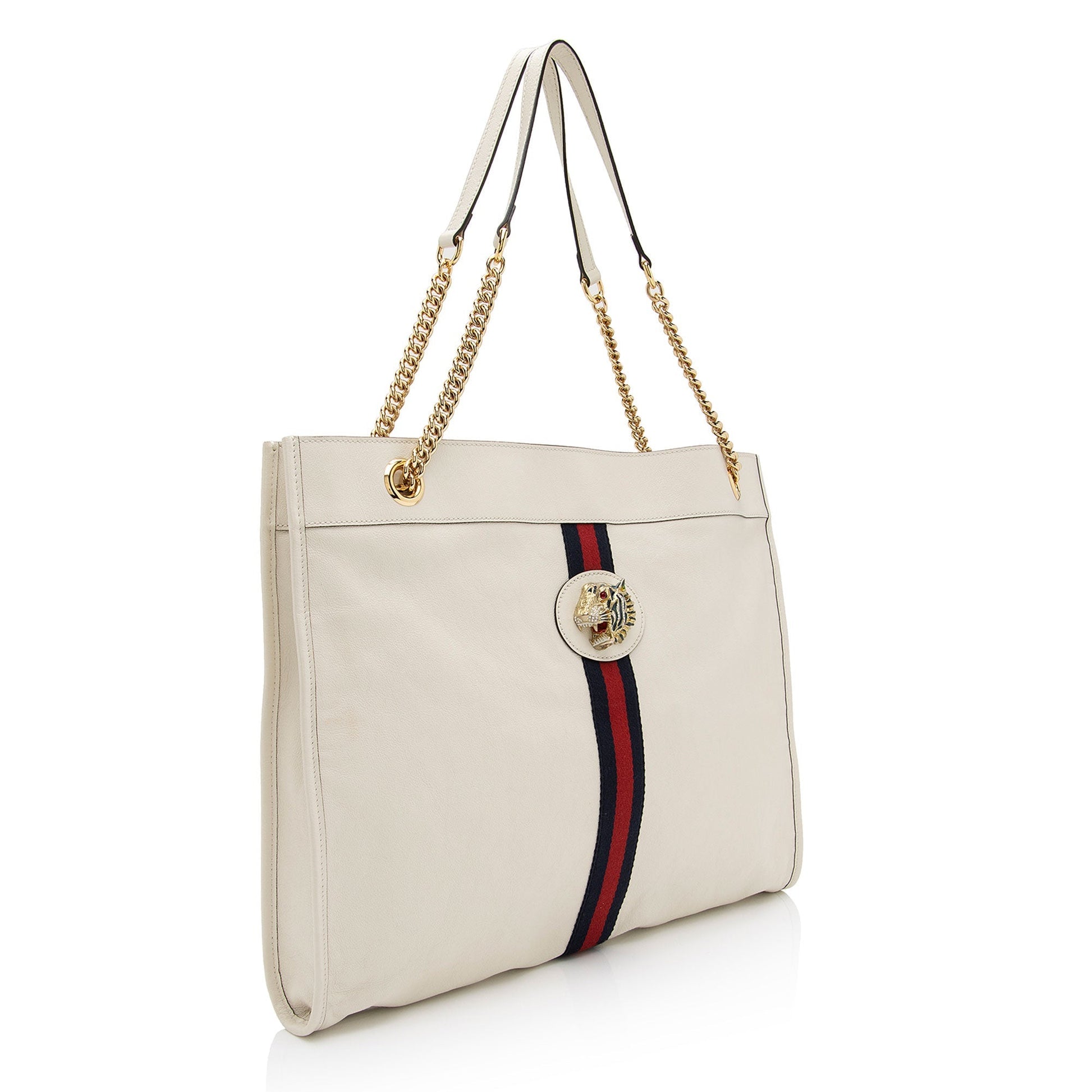 Gucci Rajah SHF-cFWNwM Leather Nylon White Large Tote Bag