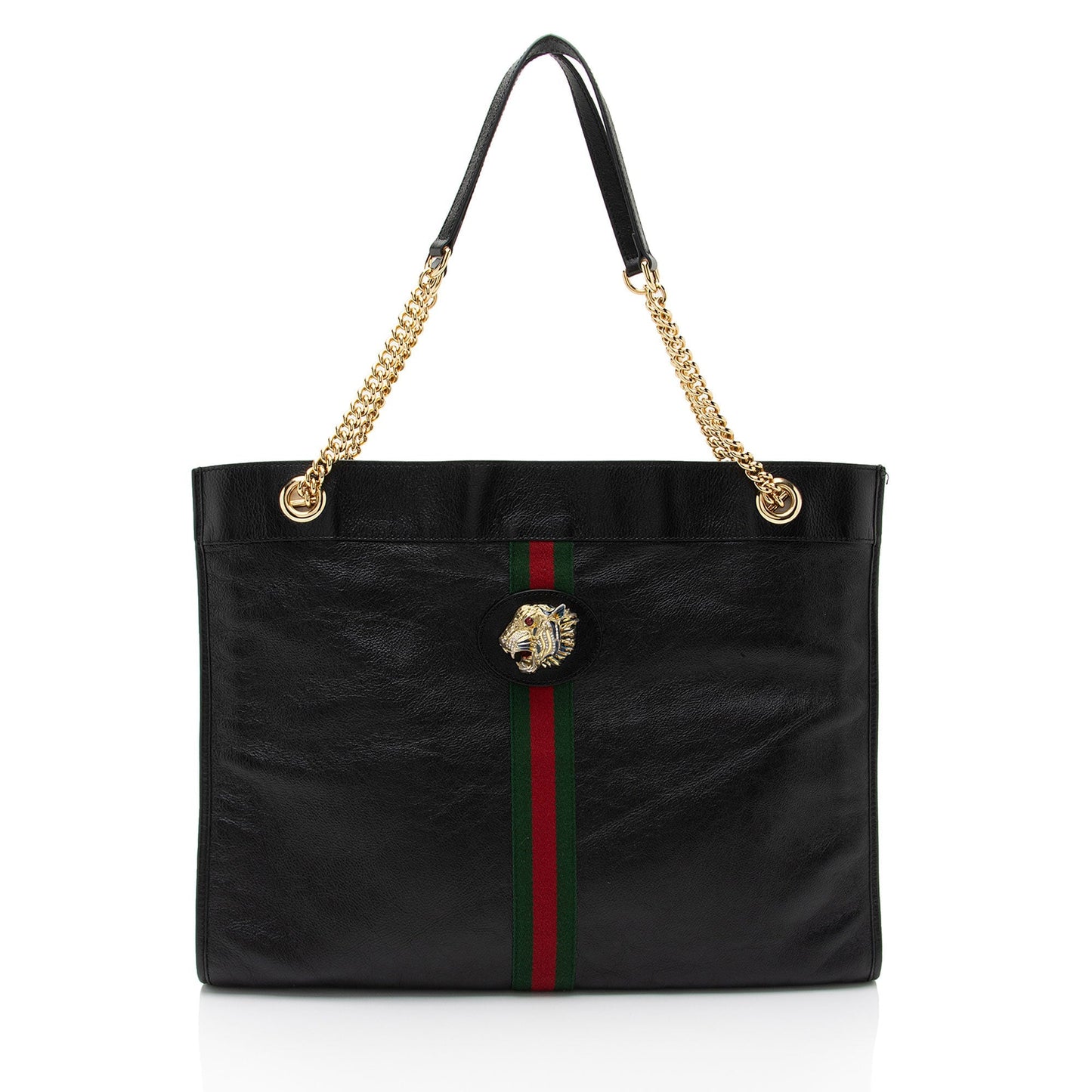 Gucci Rajah SHF-Vvlw5M Leather Nylon Black Large Tote Bag