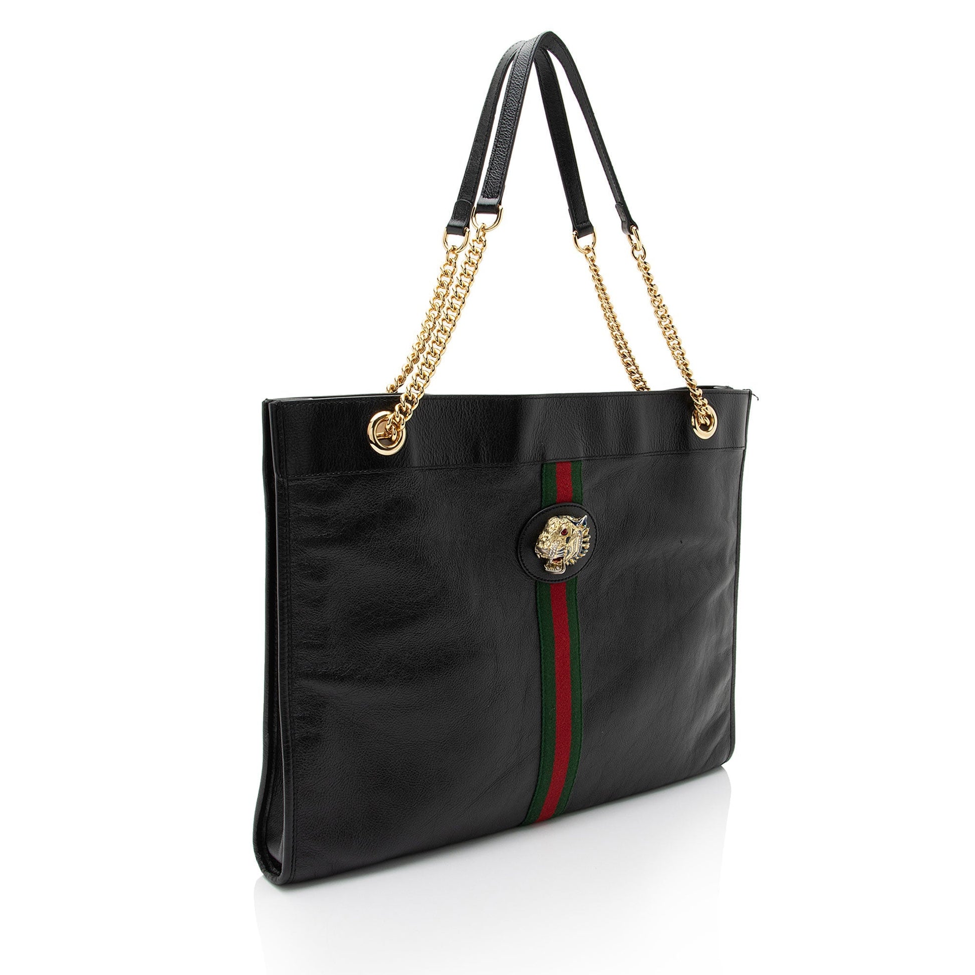 Gucci Rajah SHF-Vvlw5M Leather Nylon Black Large Tote Bag