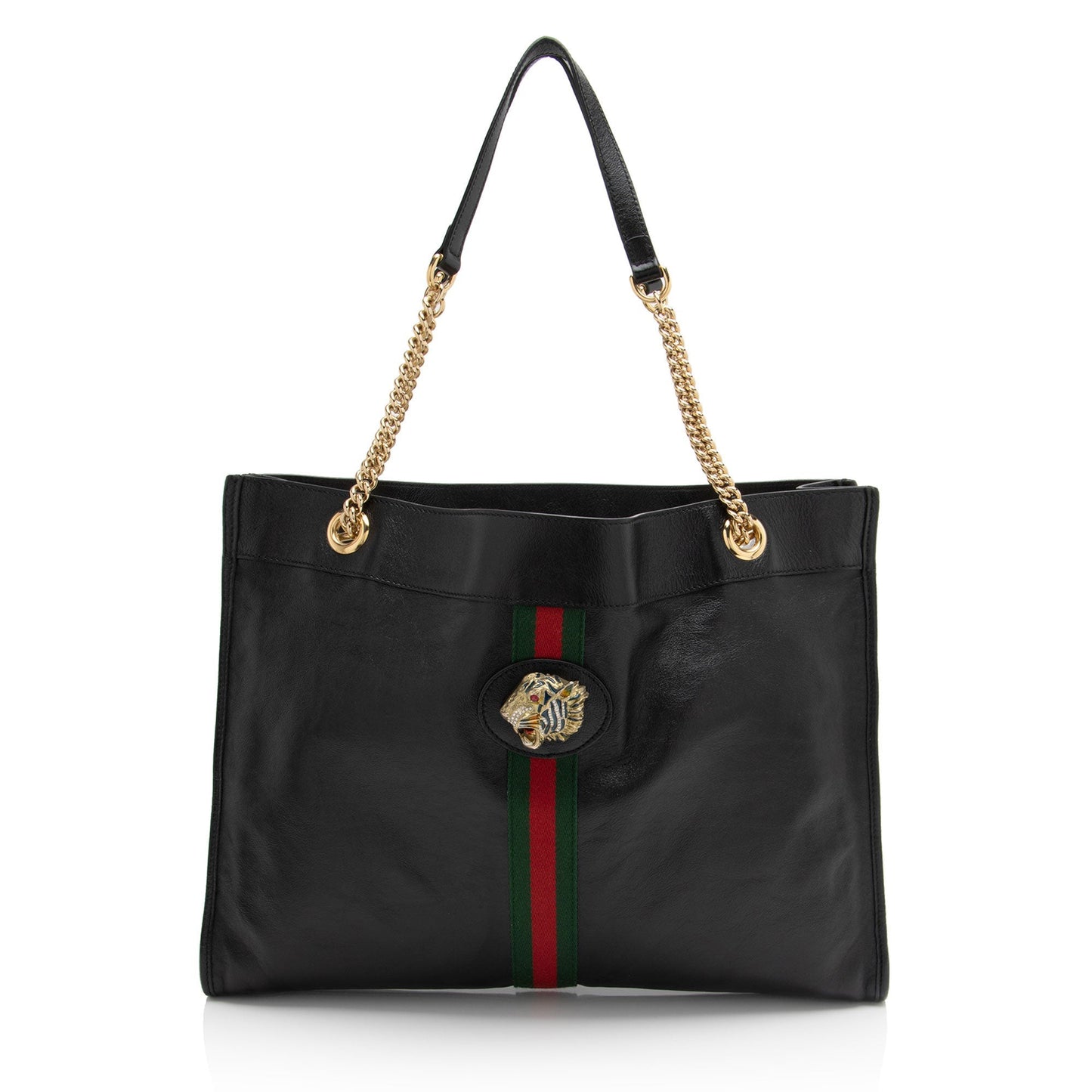 Gucci Rajah SHF-mZ5Dai Leather Nylon Black Large Shoulder Bag