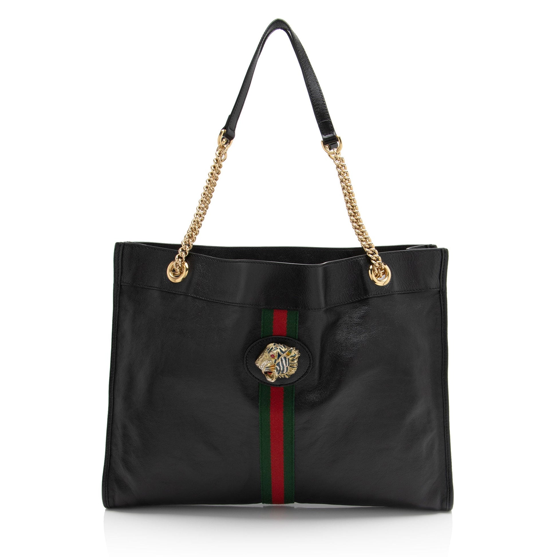 Gucci Rajah SHF-mZ5Dai Leather Nylon Black Large Shoulder Bag