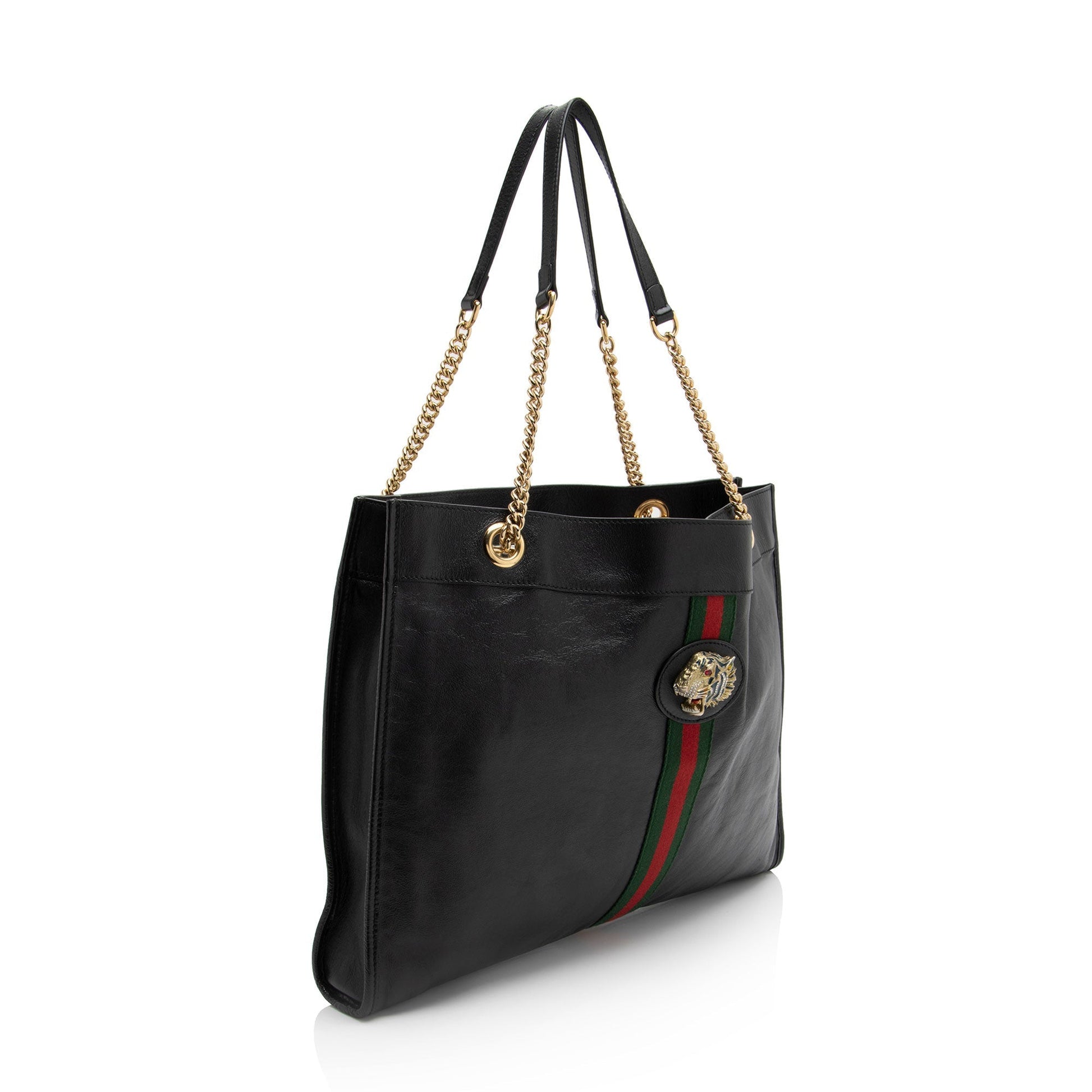 Gucci Rajah SHF-mZ5Dai Leather Nylon Black Large Shoulder Bag