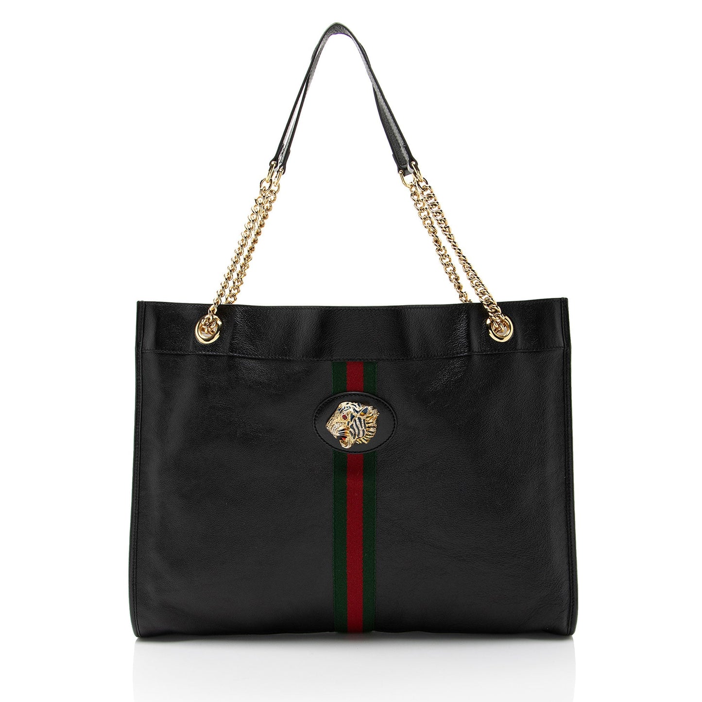 Gucci Rajah Leather Nylon Black Large Tote Bag Tote 1