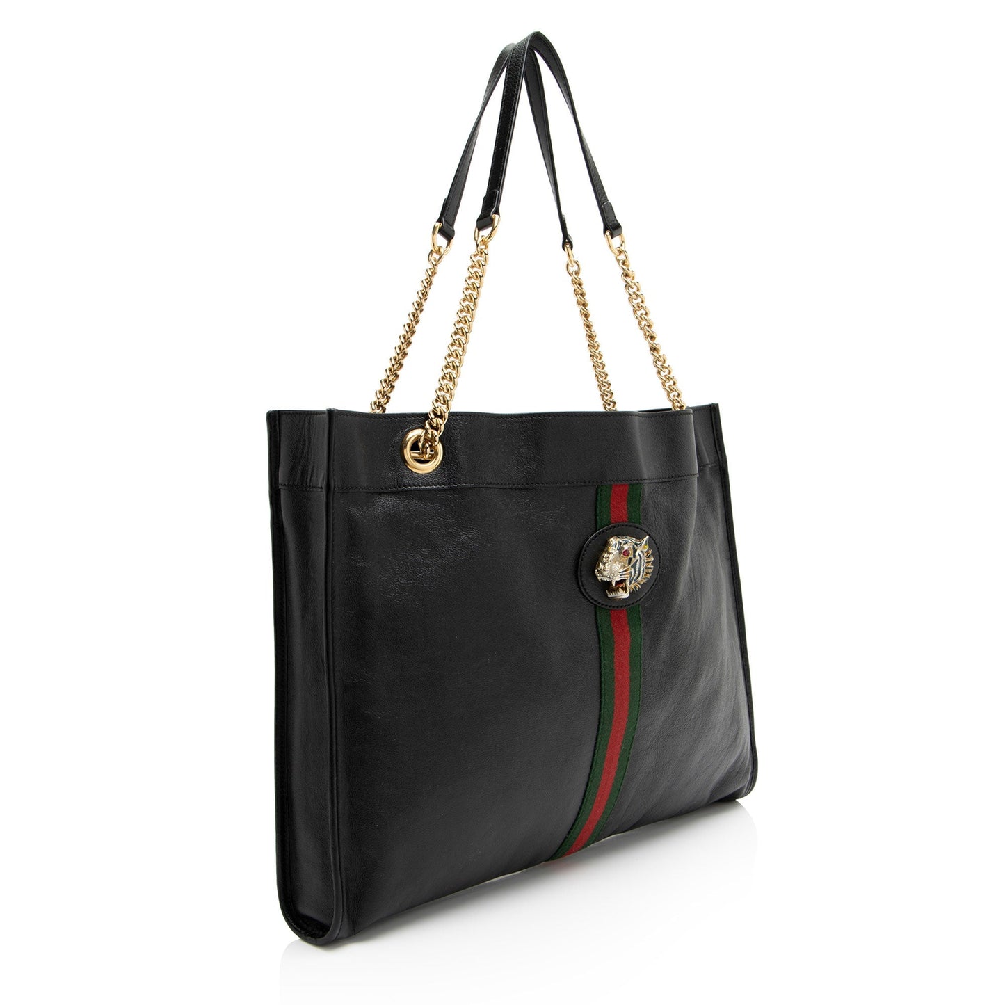 Gucci Rajah Leather Nylon Black Large Tote Bag