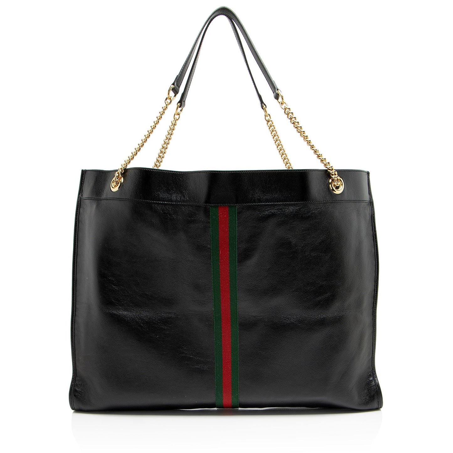 Gucci Rajah Maxi Leather Nylon Black Tote Bag