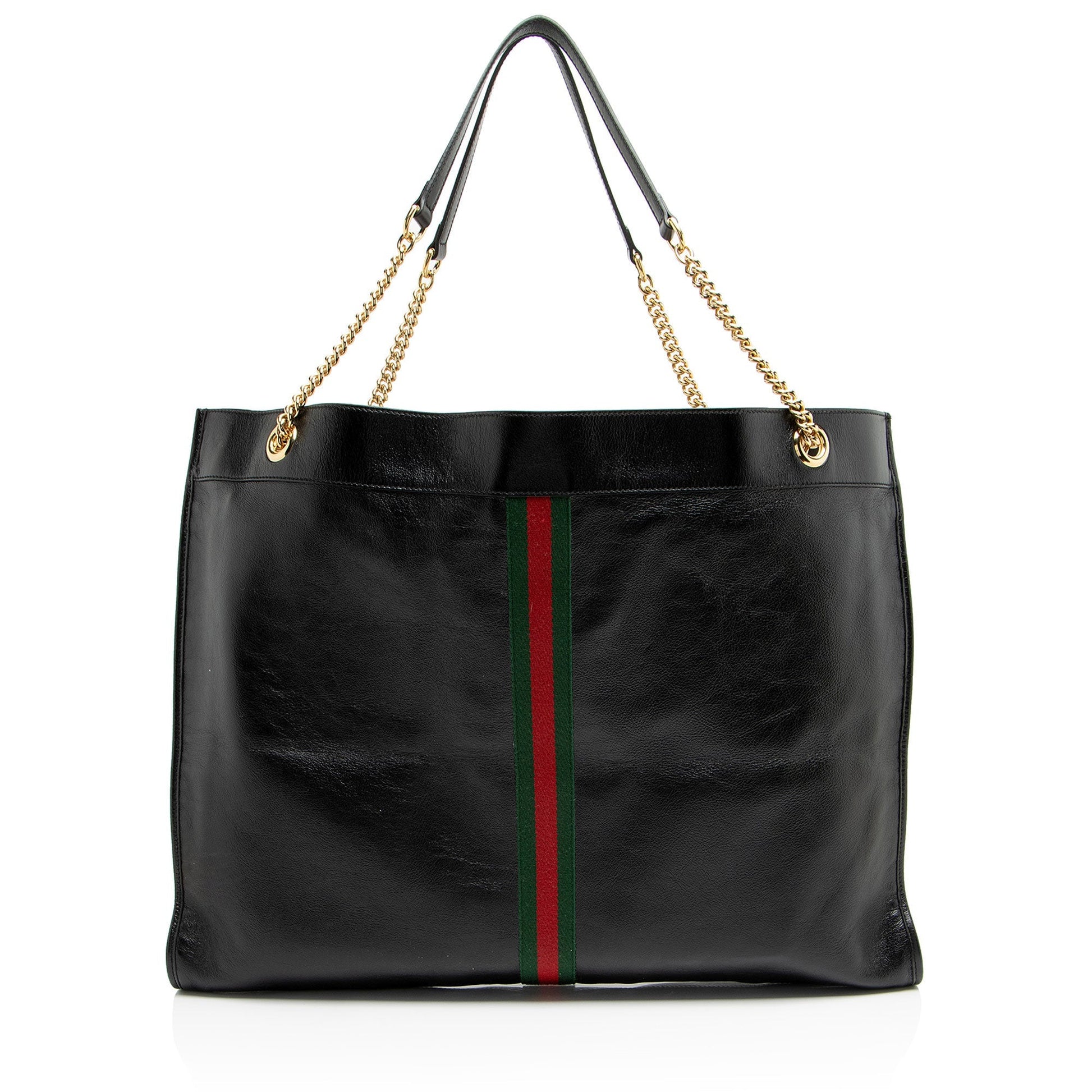 Gucci Rajah Maxi Leather Nylon Black Tote Bag