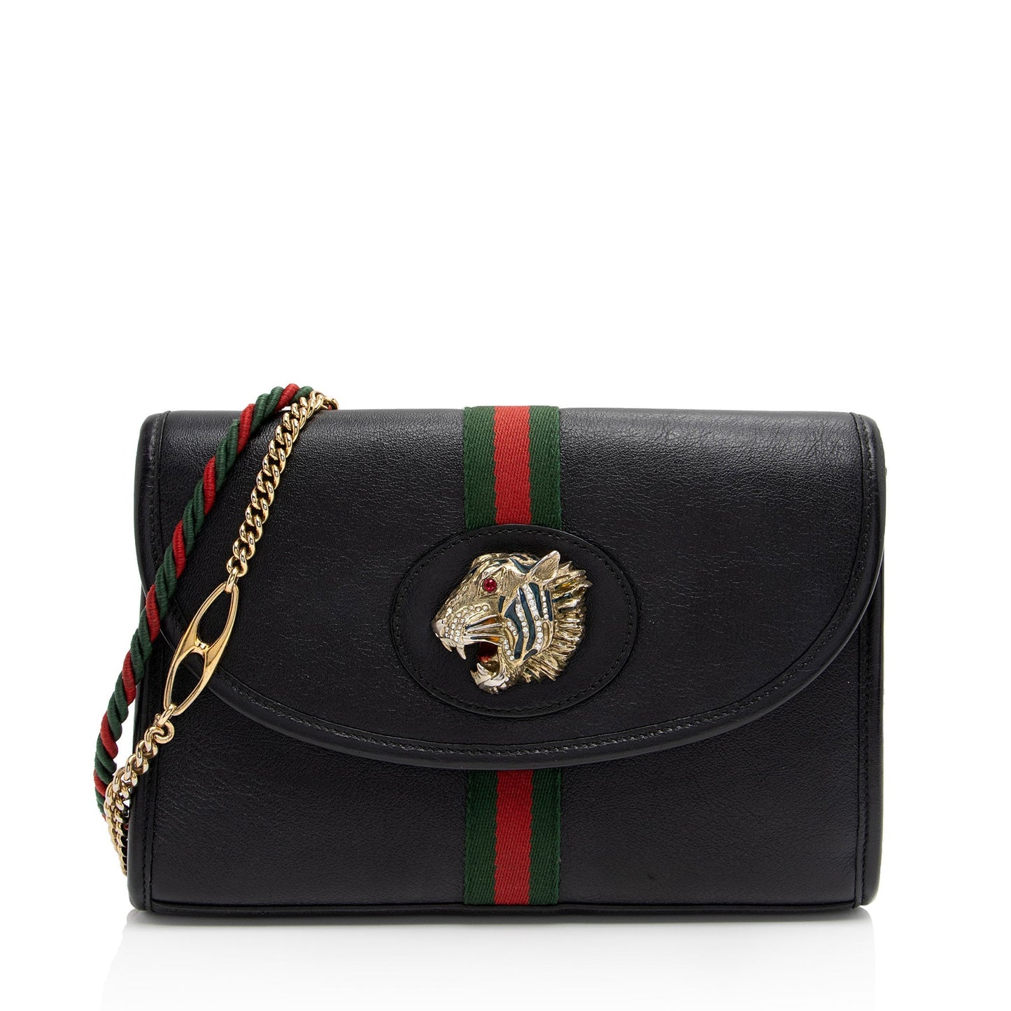 Gucci Rajah SHF-T9JpnW Leather Nylon Black Small Crossbody Bag