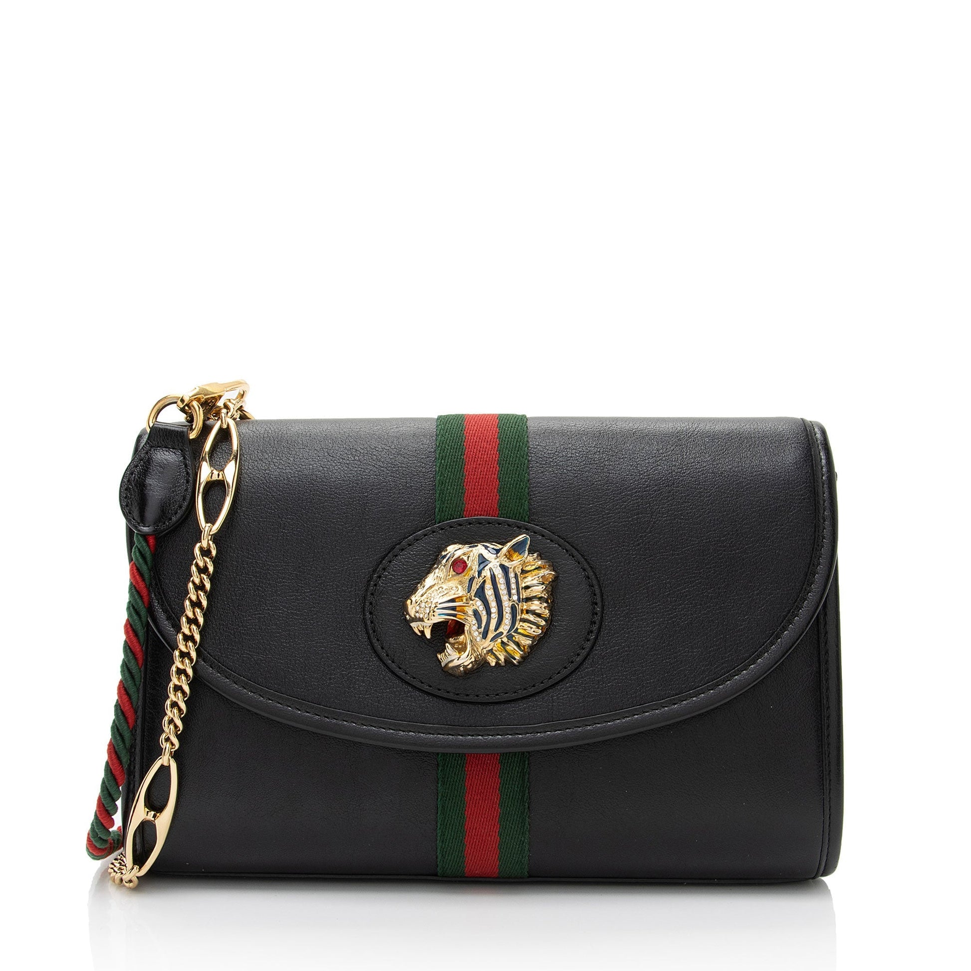 Gucci Rajah SHF-y3mACc Leather Nylon Black Small Crossbody Bag