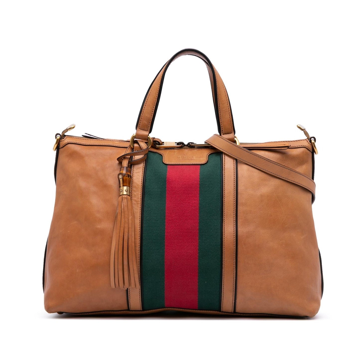 Gucci Rania Convertible Leather Calf Brown Tote Bag