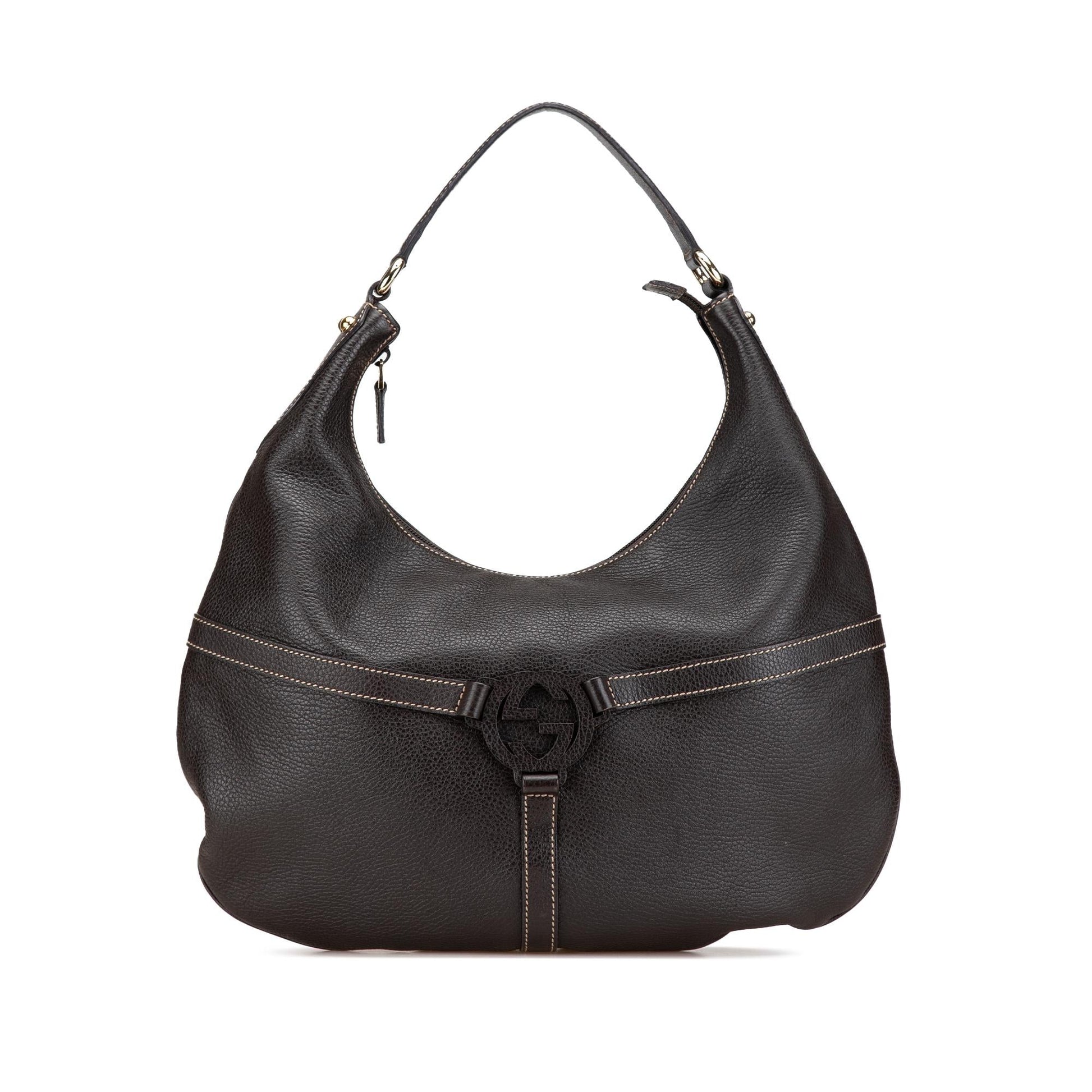 Gucci Reins Leather Canvas Brown Shoulder Bag