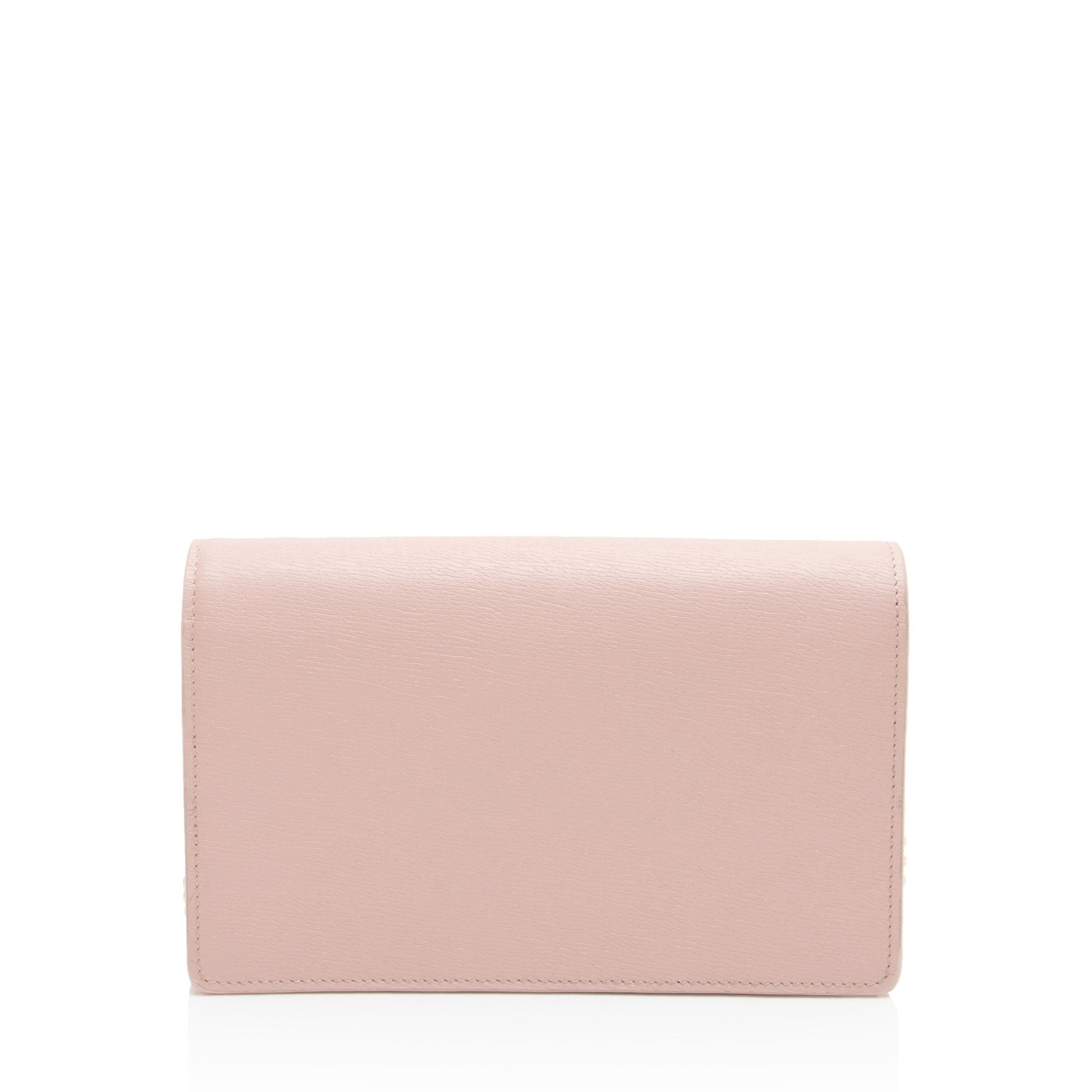 Gucci Script Wallet on Leather Pink Chain Crossbody Bag