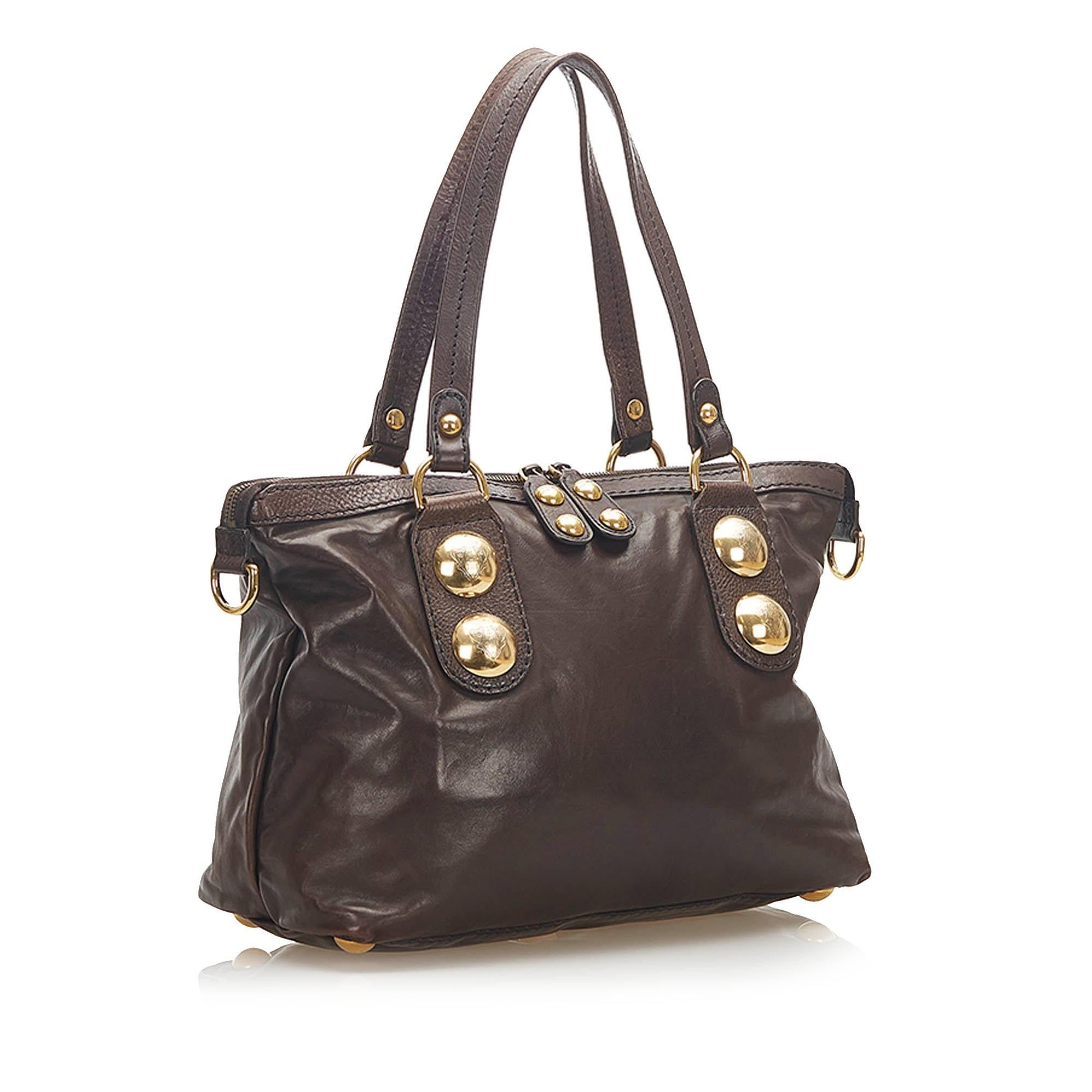 Gucci SHG Leather Calf Brown Gold Shoulder Bag