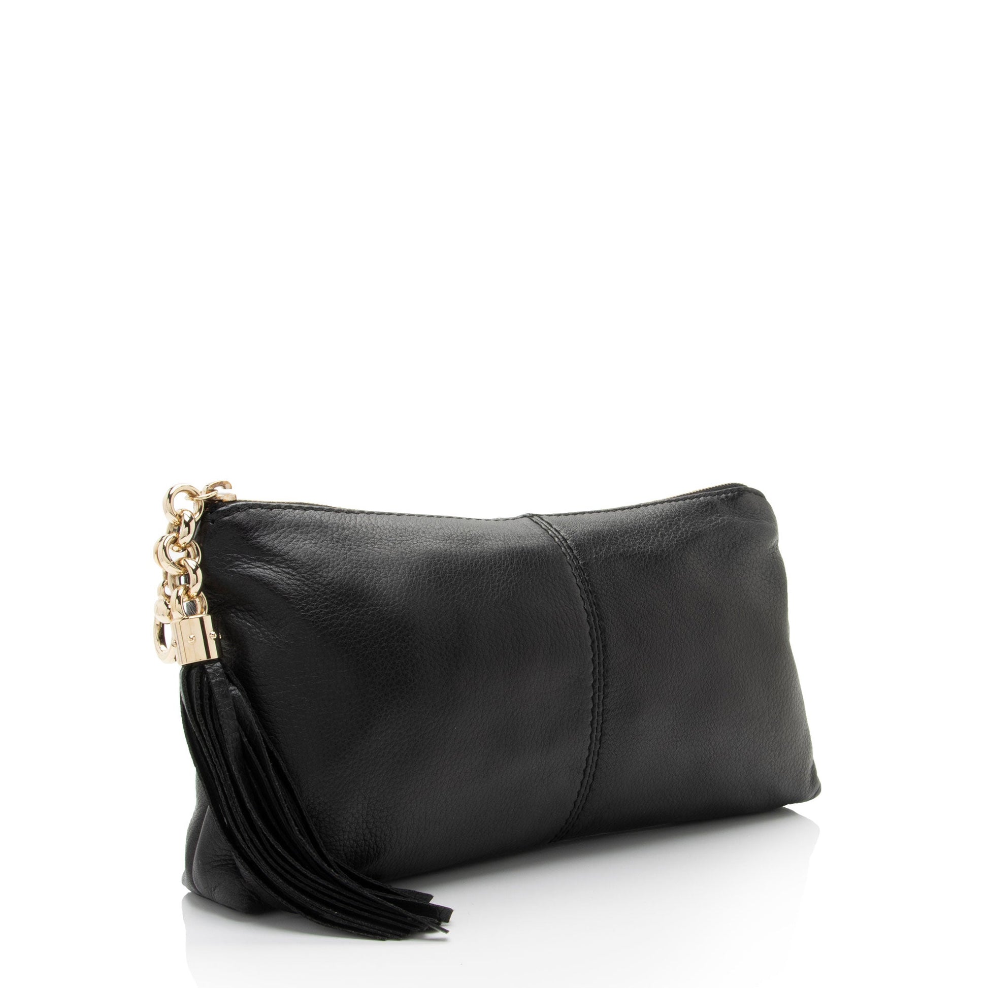 Gucci Sienna Tassel SHF-K7dFFR Leather Black Clutch Bag