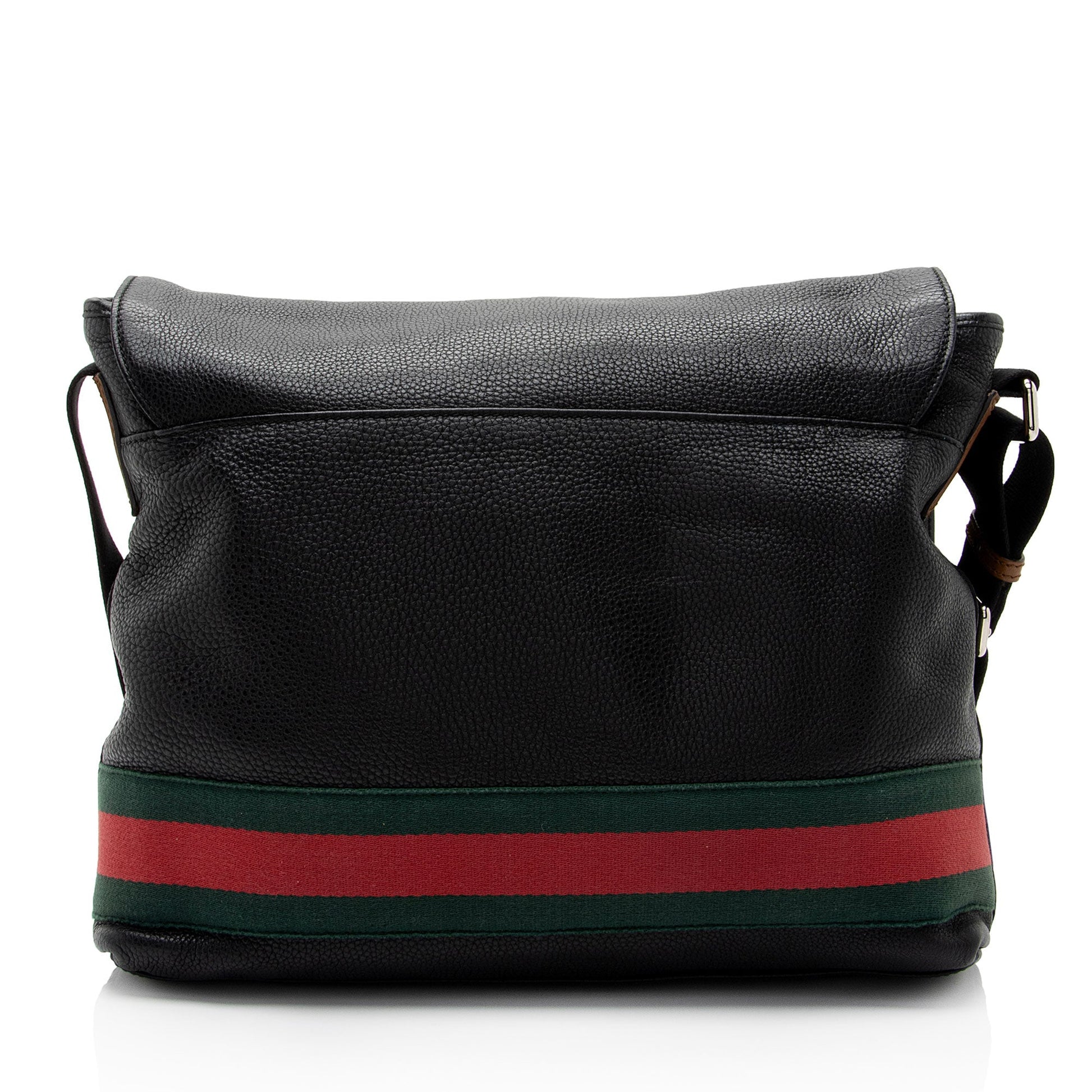 Gucci Signature Web Messenger SHF-6F03zC Leather Nylon Black Brown Shoulder Bag