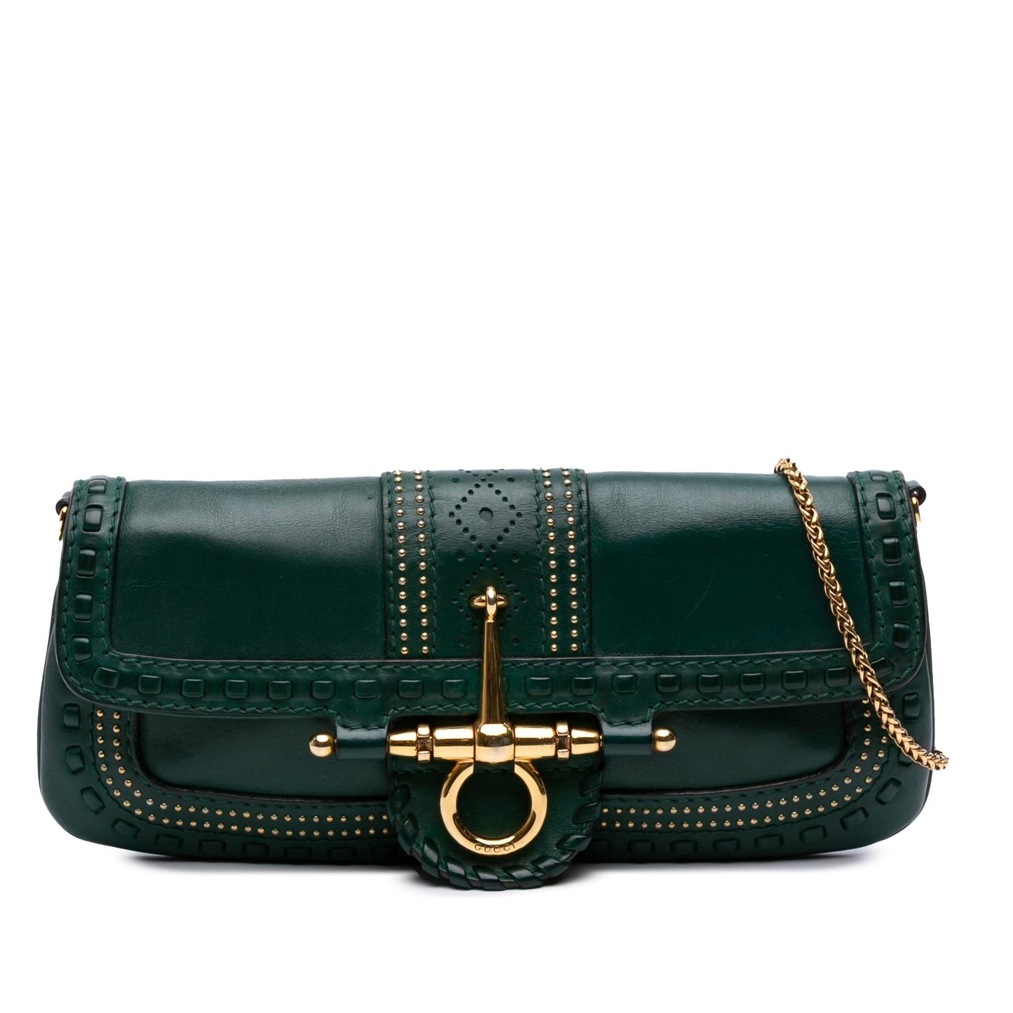 Gucci Snaffle Bit Leather Calf Green Chain Shoulder Bag