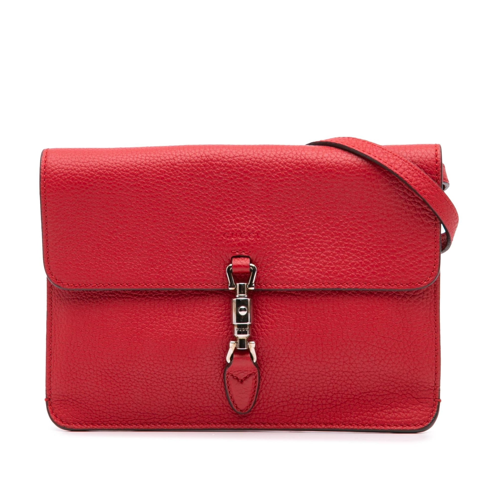 Gucci Soft Jackie Convertible Leather Calf Red Crossbody Bag Convertible Crossbody