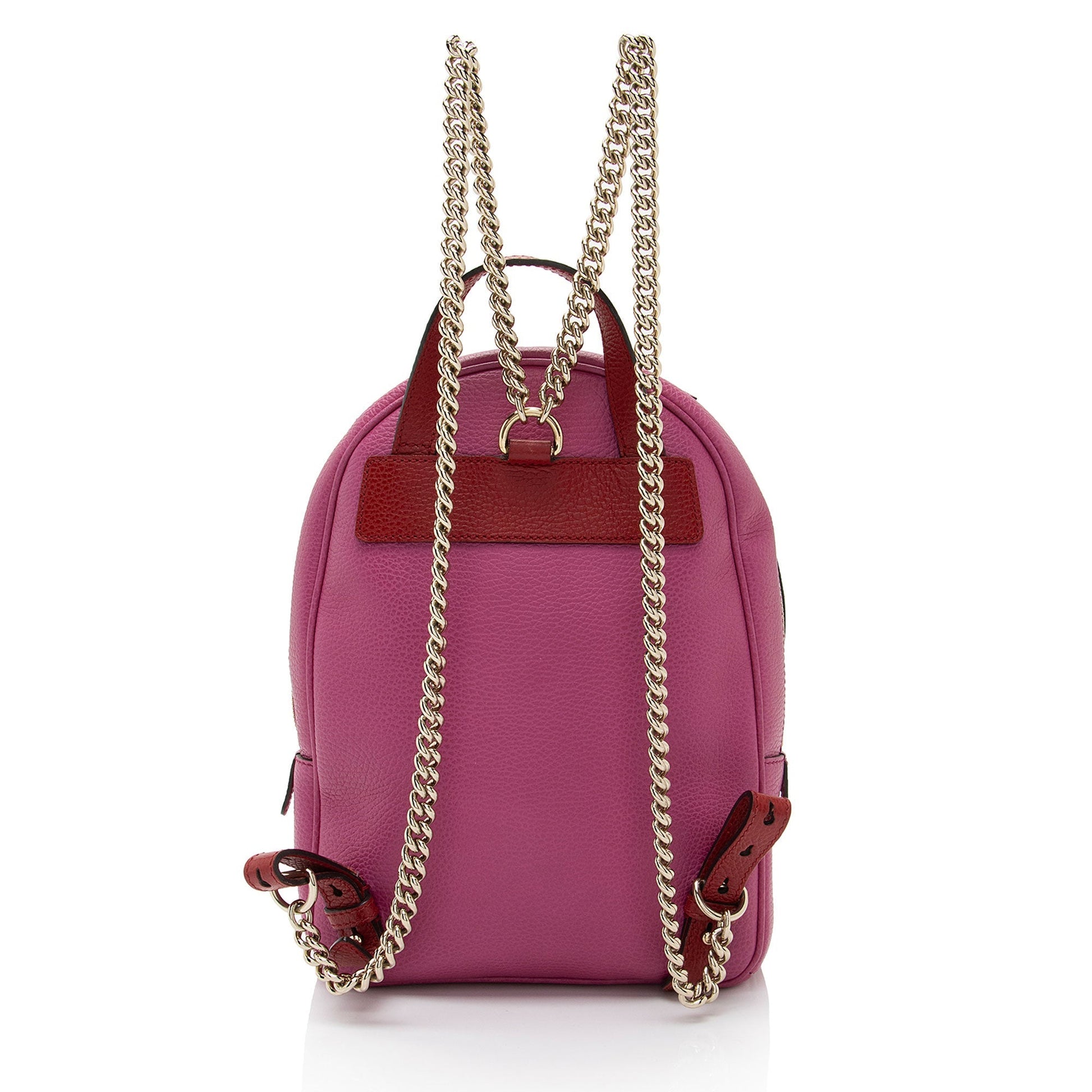 Gucci Soho Backpack SHF-5uKvn2 Leather Red Pink Chain Shoulder Bag