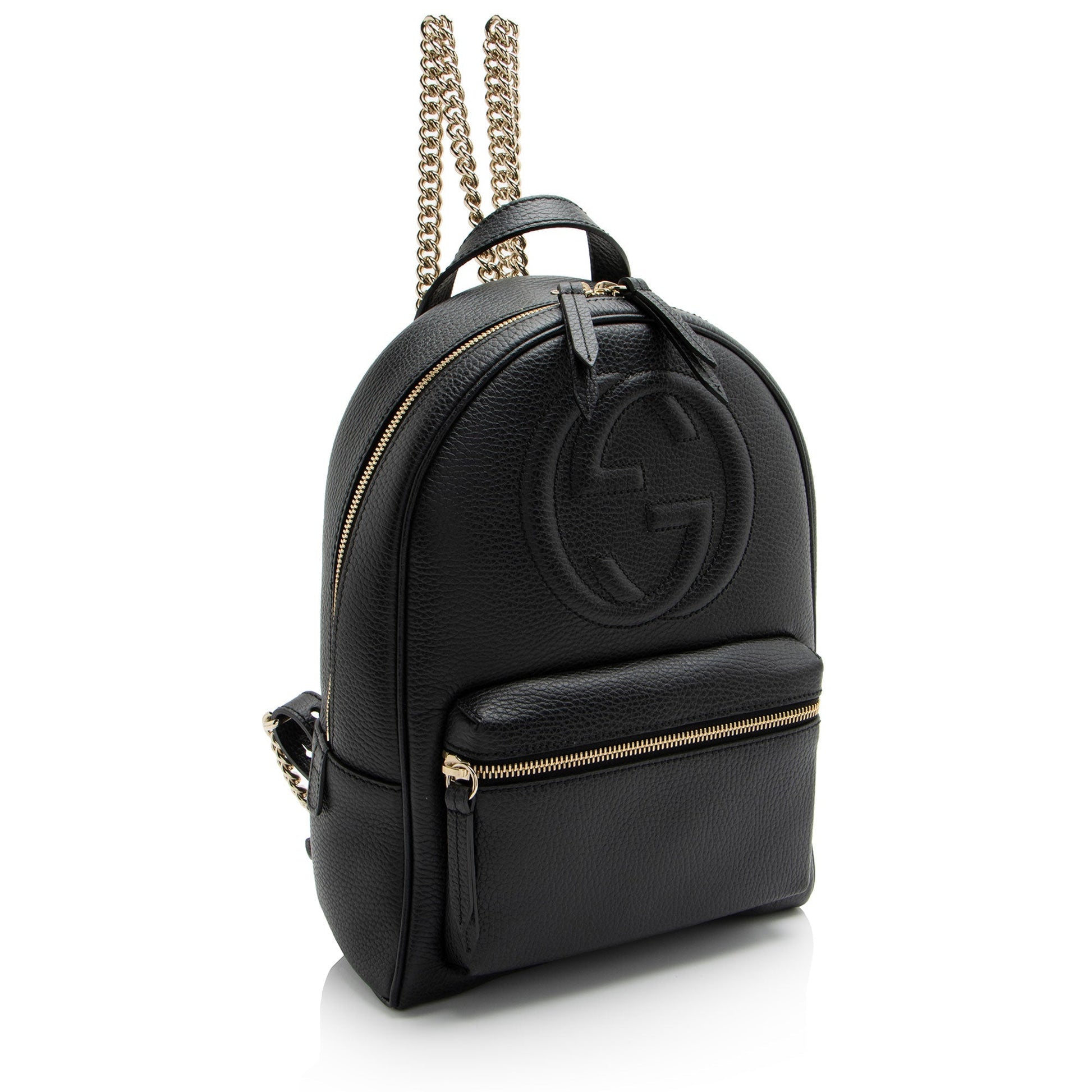 Gucci Soho Backpack SHF-ImbRbN Leather Black Chain Shoulder Bag