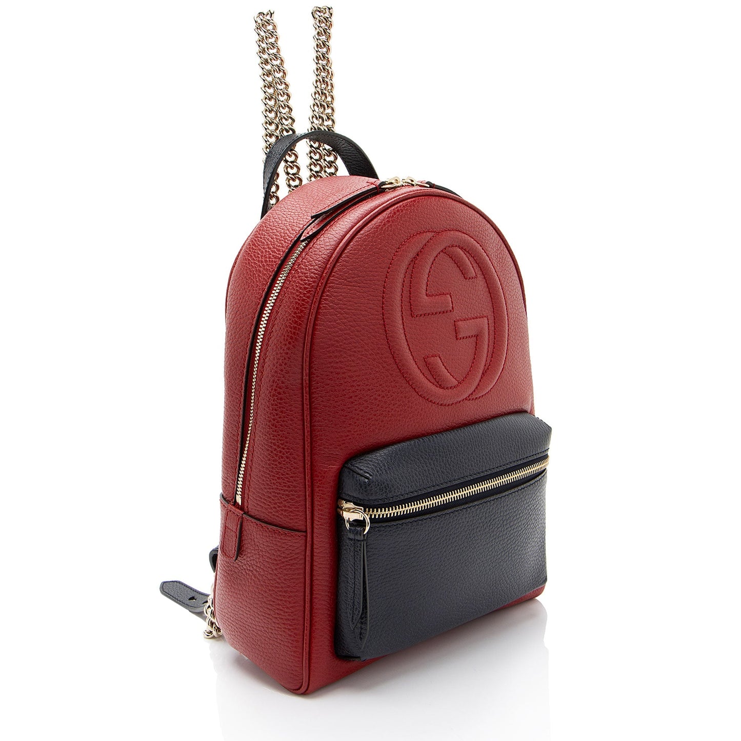Gucci Soho Backpack Leather Blue Red Chain Shoulder Bag