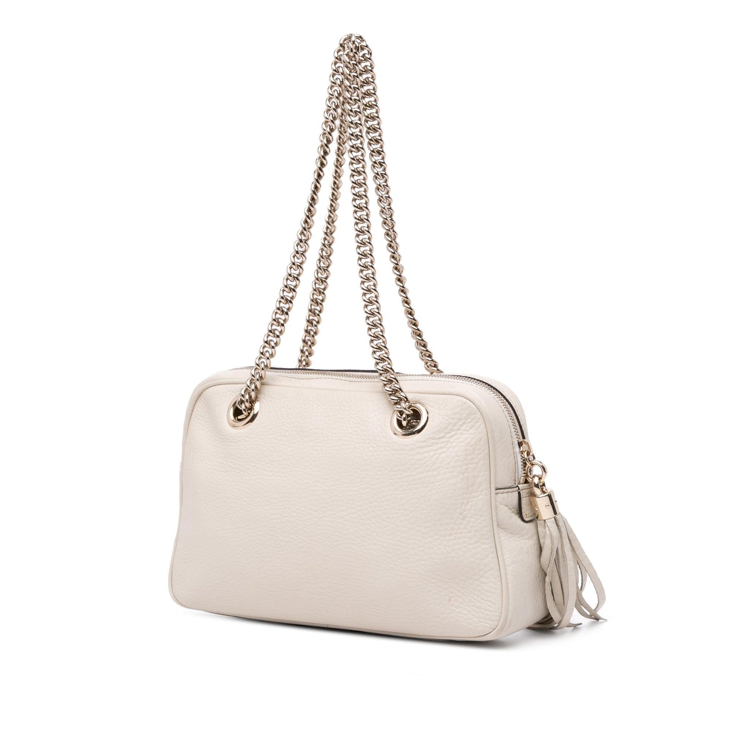 Gucci Soho Zip Leather Calf White Chain Shoulder Bag