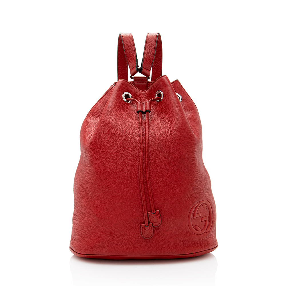 Gucci Soho Drawstring Backpack SHF Leather Red Jewelry