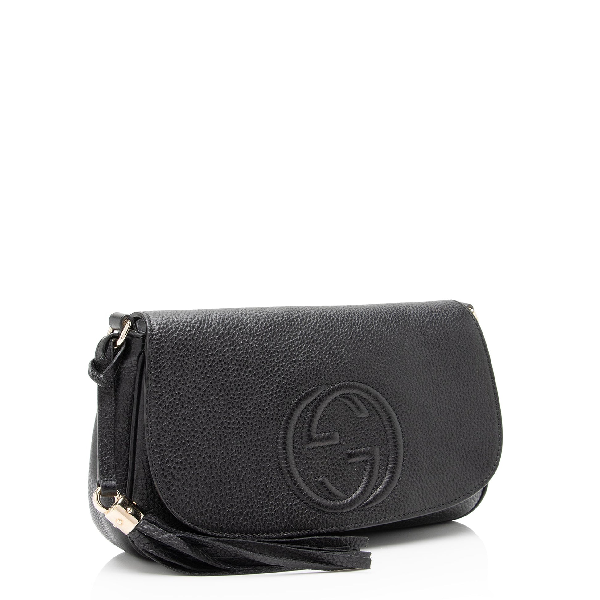 Gucci Soho SHF-toSbyd Leather Black Flap Crossbody Bag