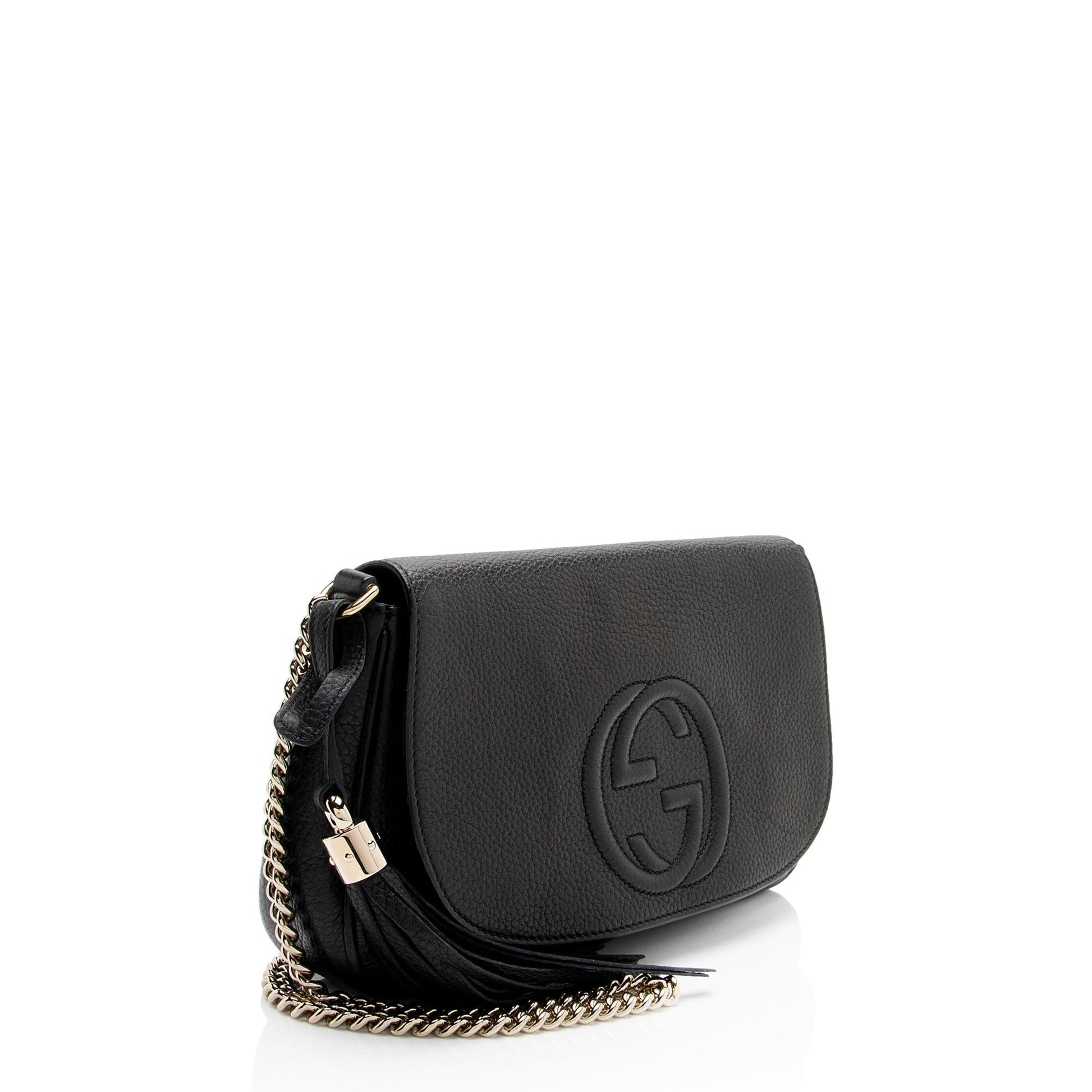 Gucci Soho SHF-fYEFdJ Leather Black Medium Flap Crossbody Bag